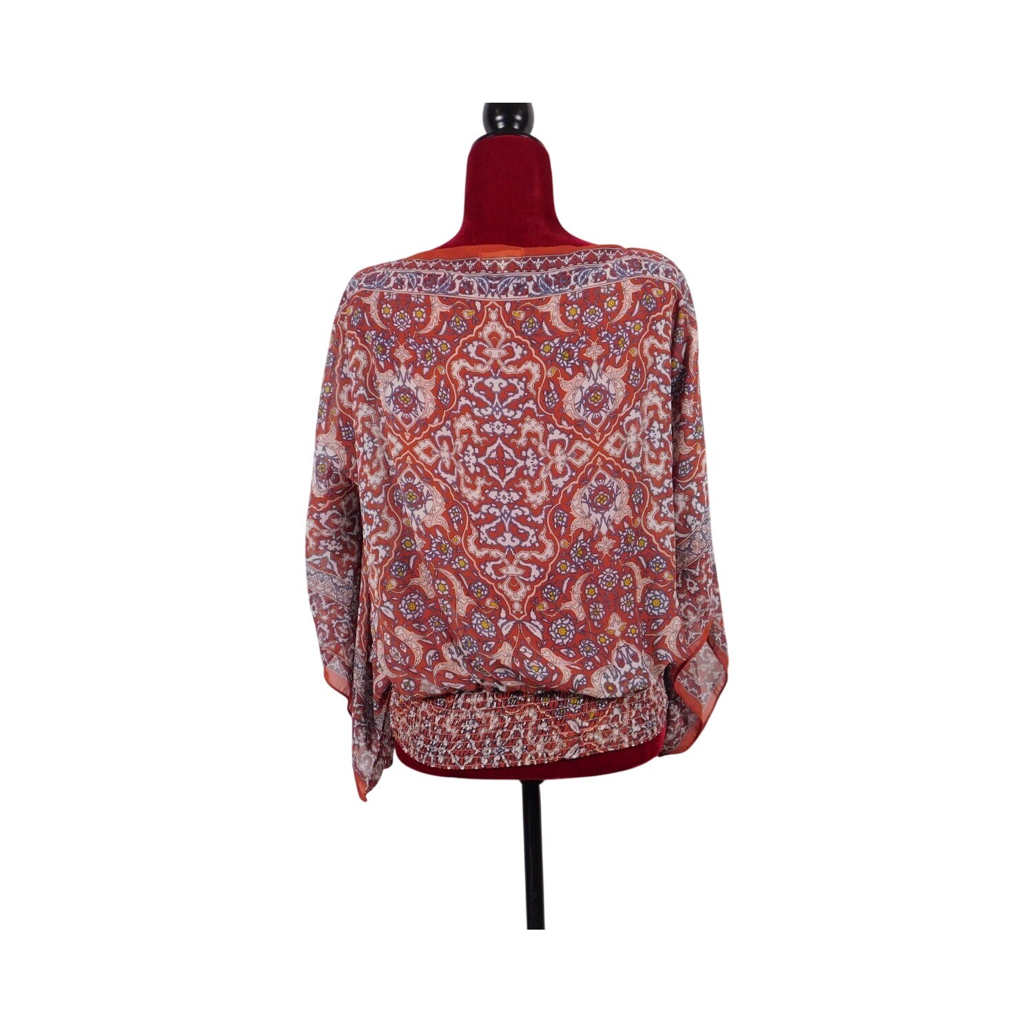 Max Studio Small Chiffon Kimono Short Sleeve Blouse