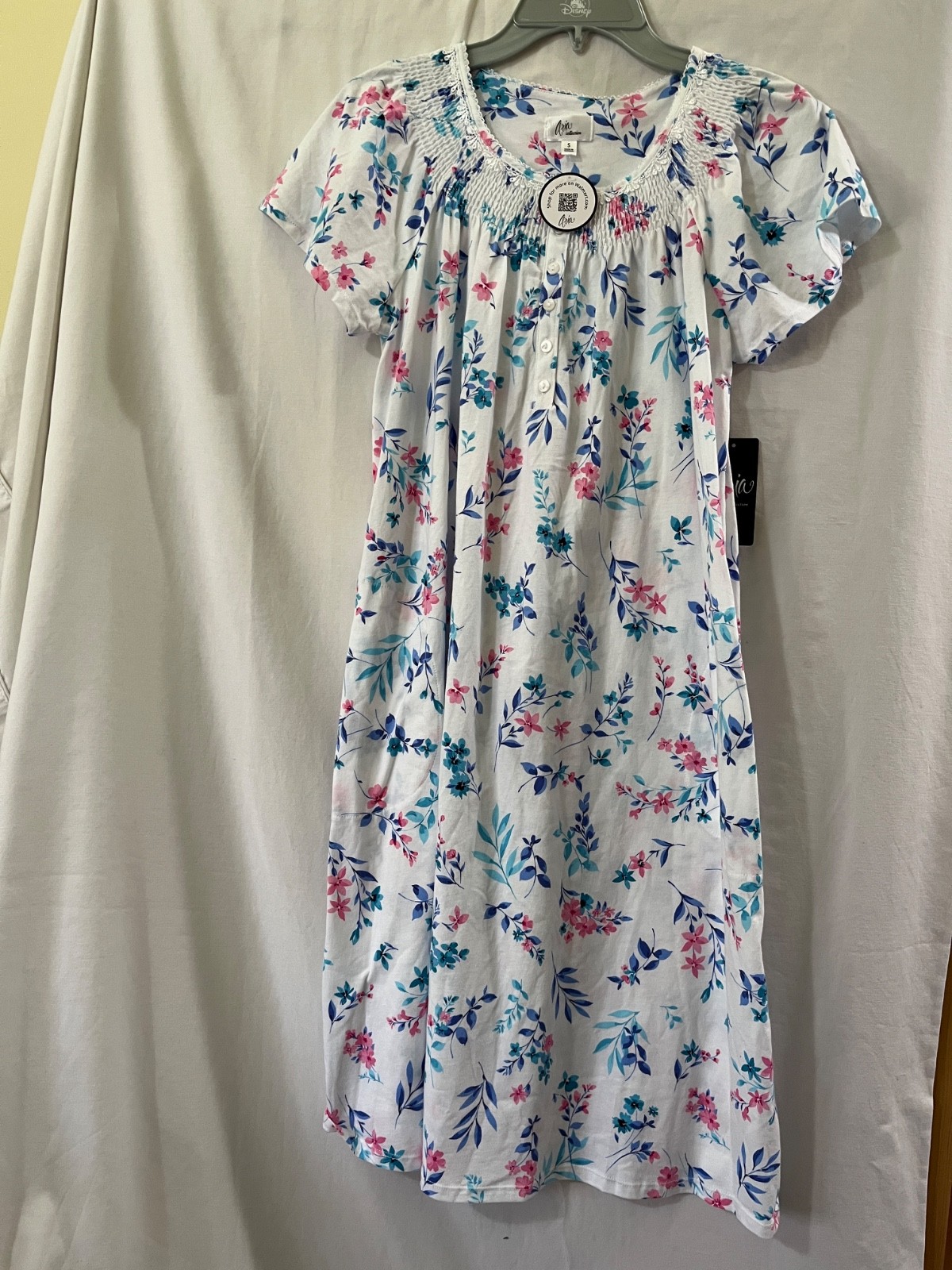 Aria 100% Cotton Women’s Short Sleeve Scoop Neck Nightgown Pockets Many SZ NEW