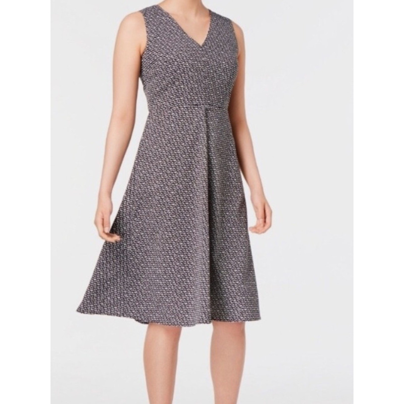 Weekend Max Mara Black White Filippo Sleeveless Dress Size 8 Tie Back Midi