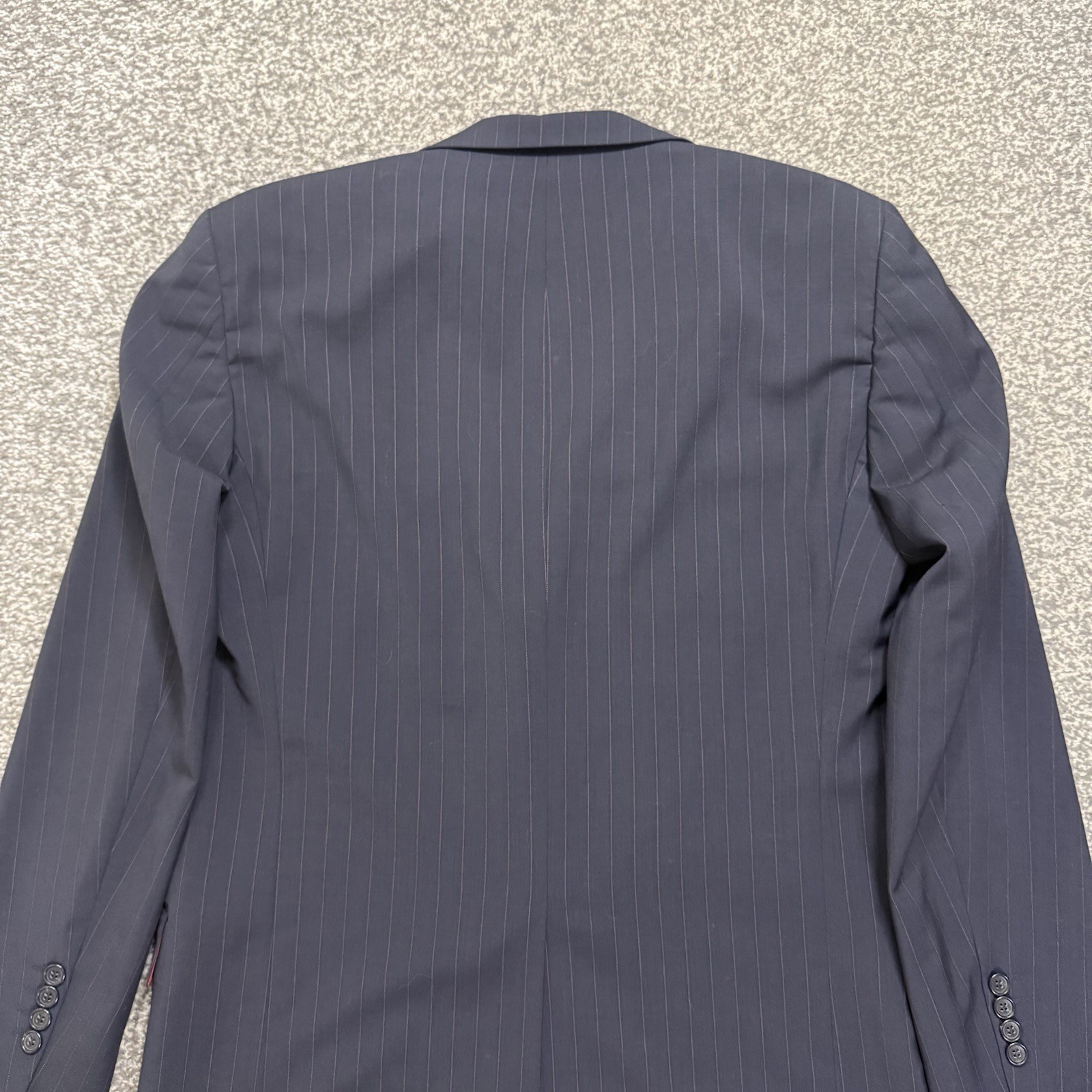 Strellson Men’s Wool Jacket Blazer Uk 40 Eu 50 Black Pinstriped Made in Portugal