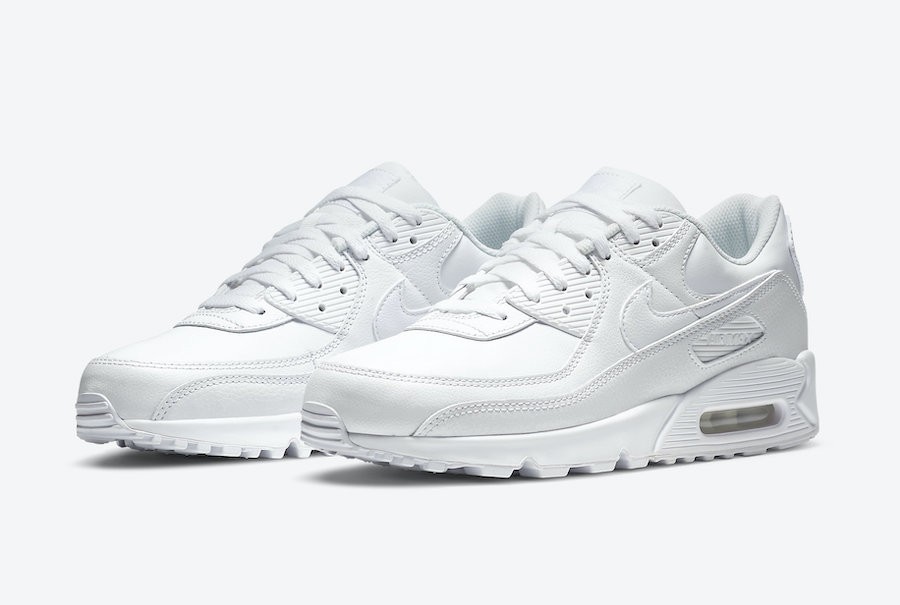 Nike Air Max 90 Leather Triple White OG CZ5594-100 sz 8 Men’s Retro Running