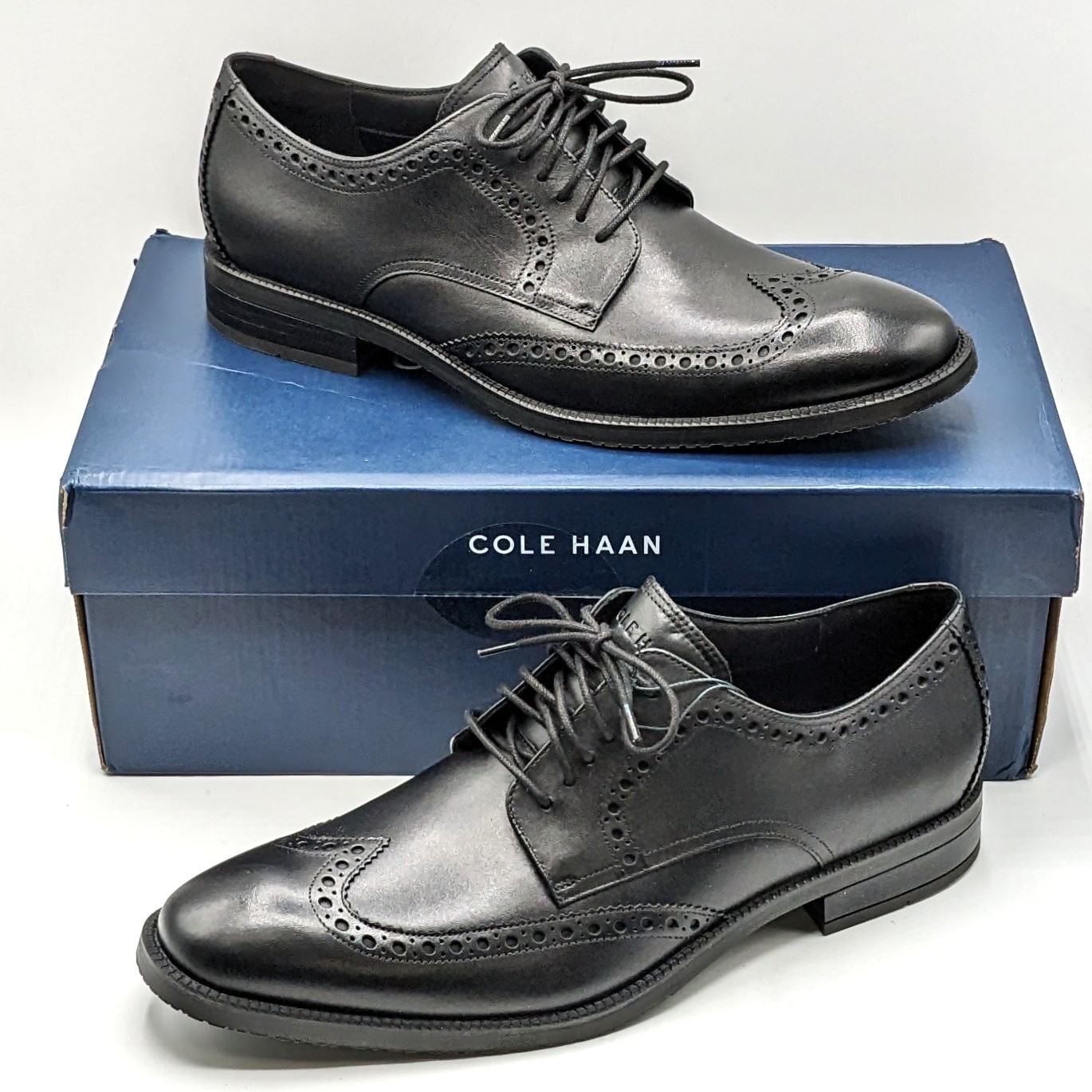 Cole Haan “Modern Essentials Waterproof Wing Tip Oxford” Men’s Shoe [Black] NEW