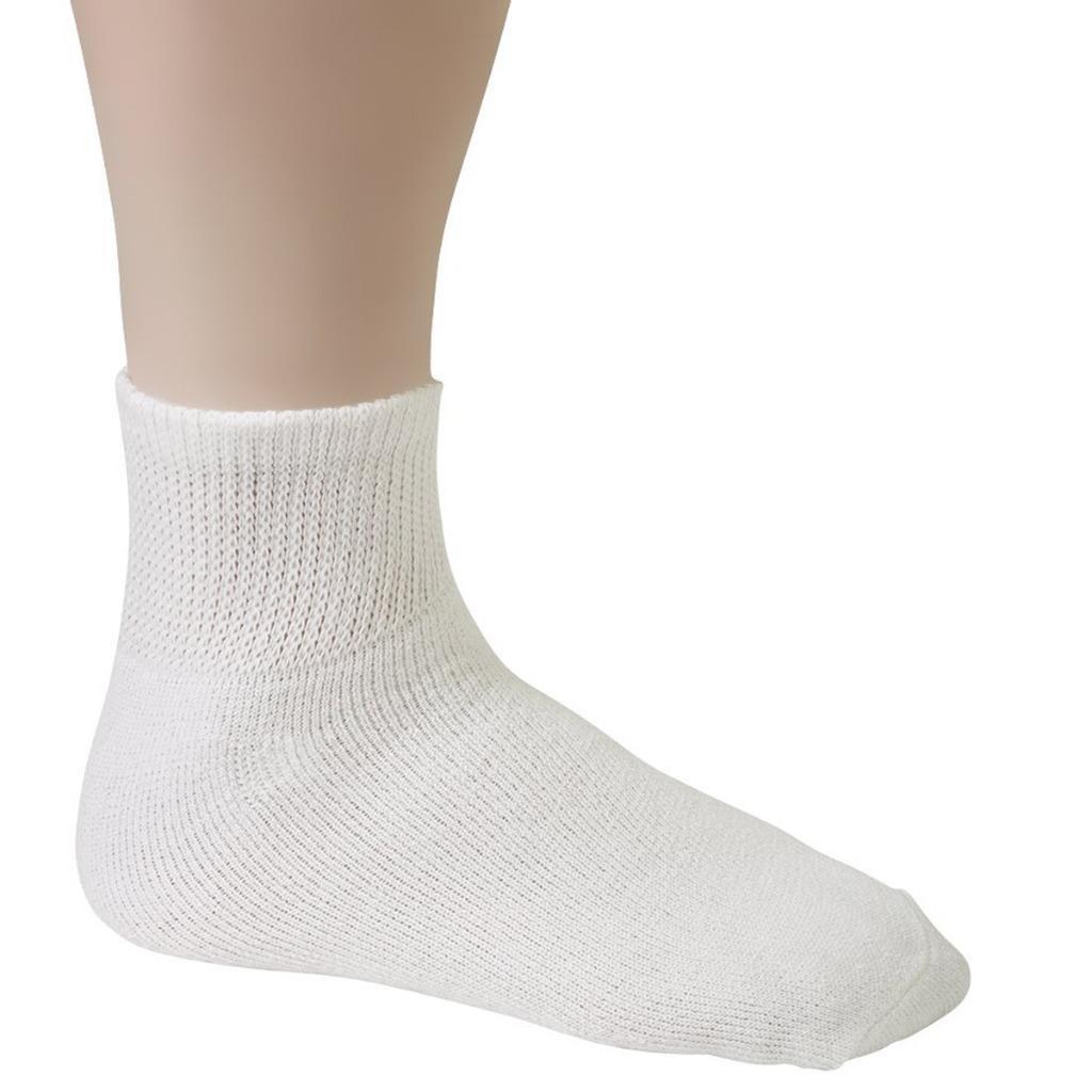 12 Pair White Men Physicians Choice Loose Fit Diabetic Ankle Socks Cotton 10-13