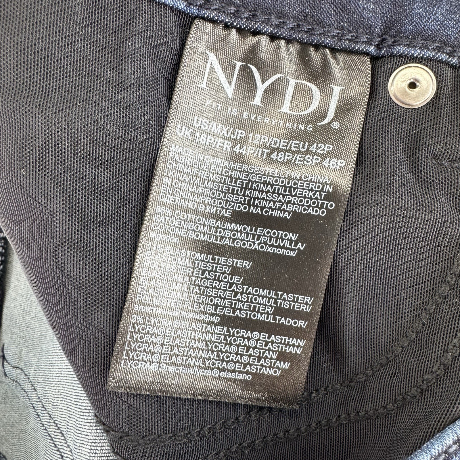 NYDJ Curves 360 Slim Straight Capri Denim Jeans Size 12P Mesquite Blue