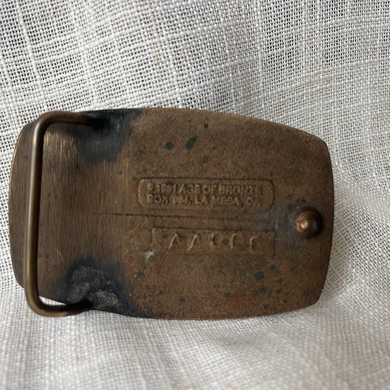 1980s Solid Bronze Belt Buckle – B&P Construction, San Diego California