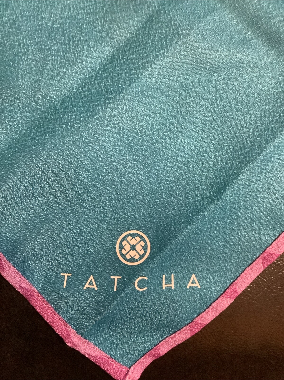Tatcha 21in. X 21in. Reversible Scarf Purple Pattern/Blue ~ Logo