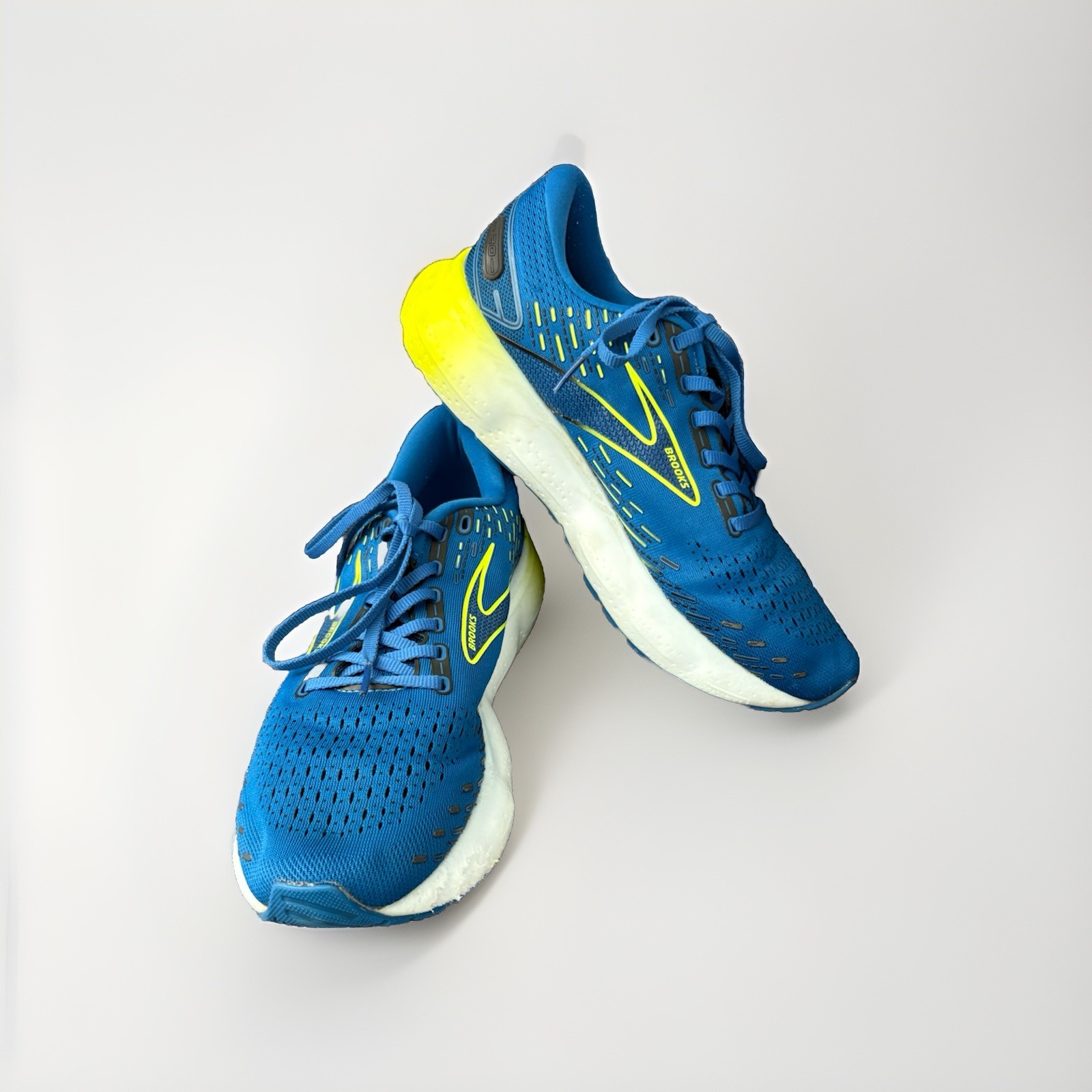 Brooks Glycerin Sneakers Sz 10.5 Medium Electric Blue Shock Yellow Mens Shoes