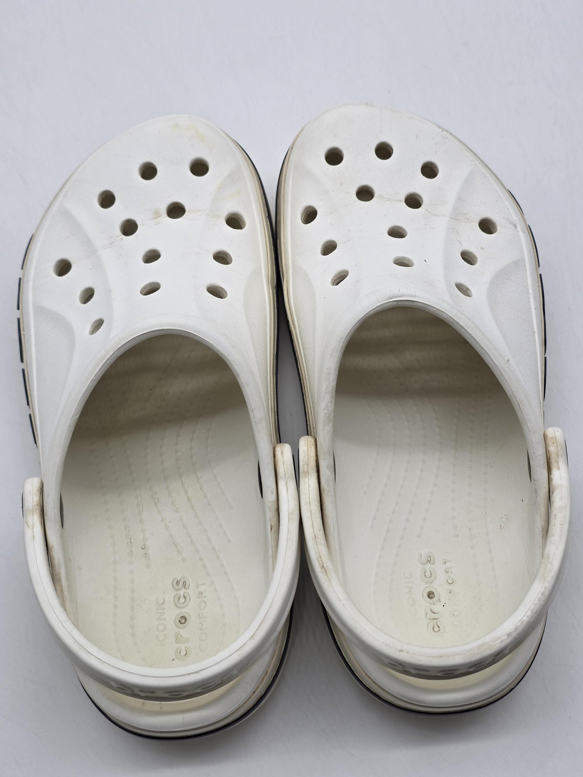 Crocs Bayaband Clog Shoes Womens Size 7 White Slip On Comfort Casual Damaged