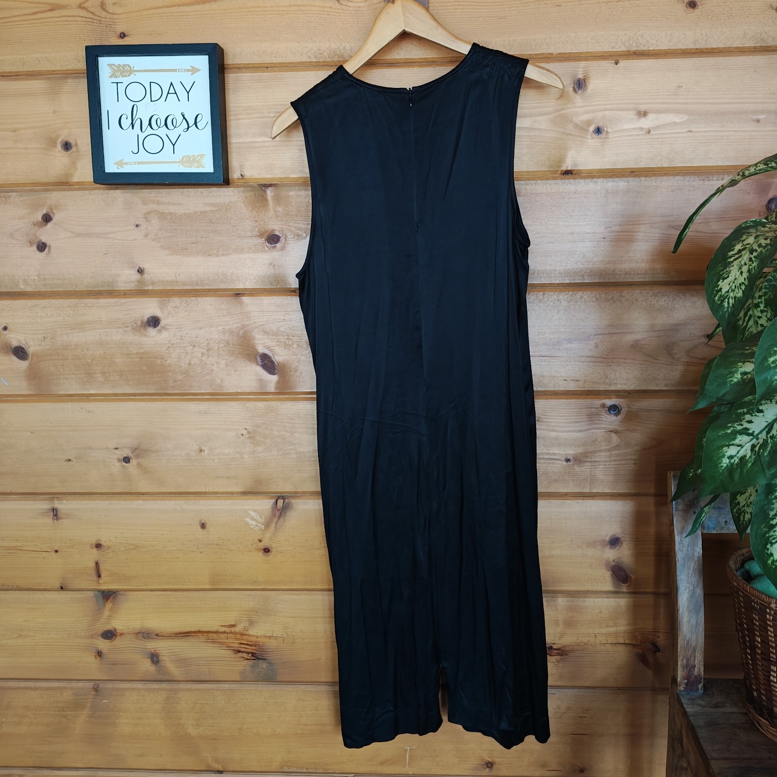 Ann Demeulemeester Black Satin Dress Vintage Shift Full Zip Back Front Slit 42/M