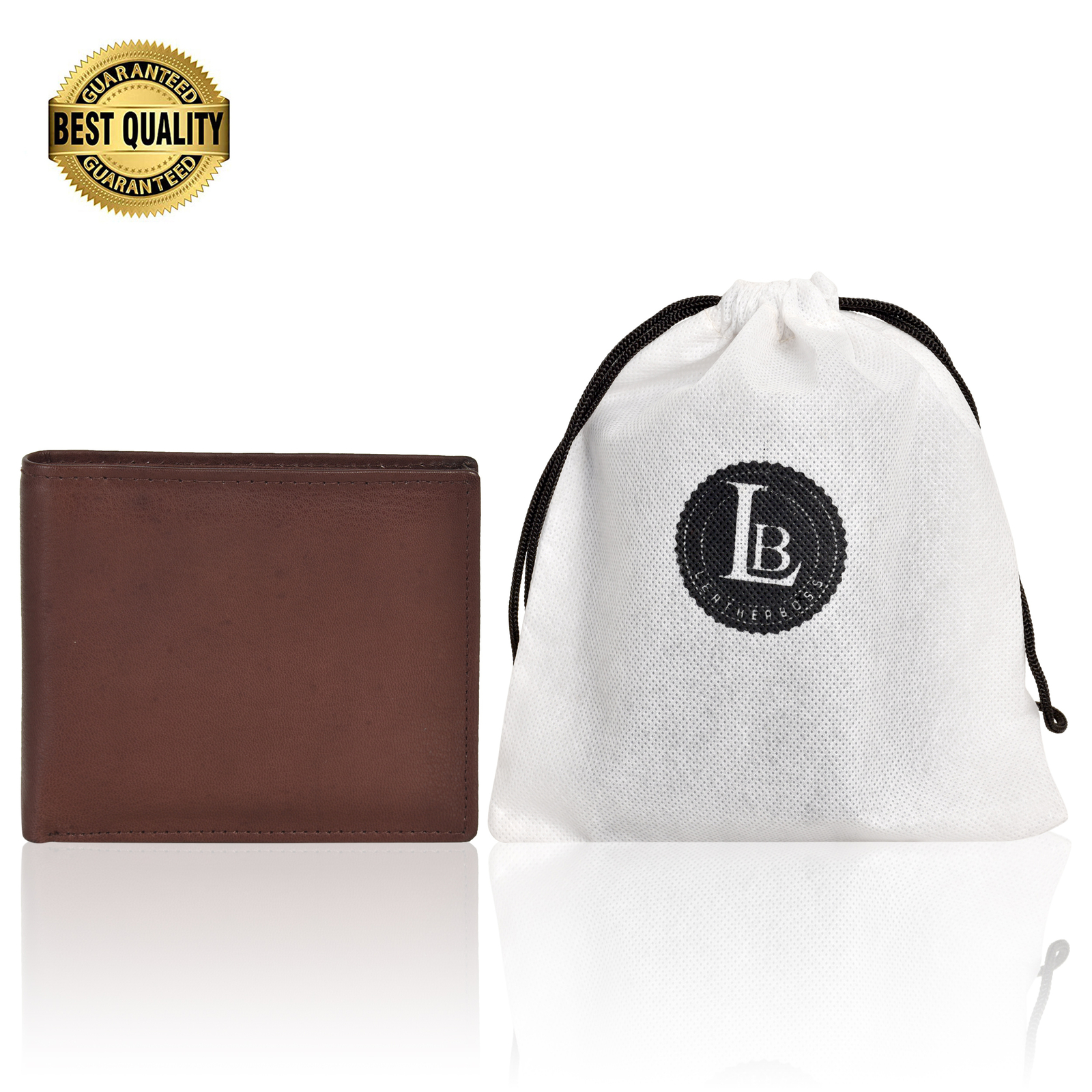 Leatherboss Genuine Leather Men Hipster Wide Middle flap Wallet, Dark Brown
