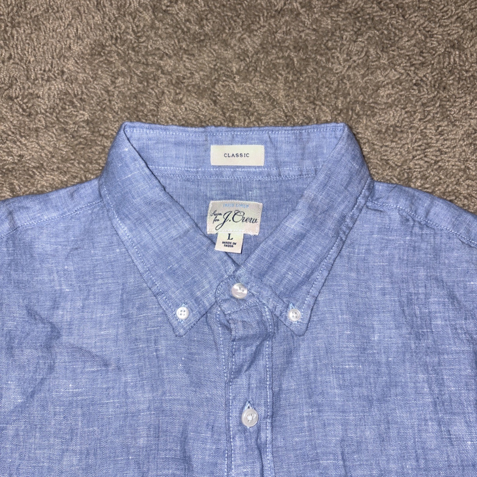 J. Crew Short Sleeve Baird McNutt Irish Linen Button Shirt Amalfi Blue Men Large