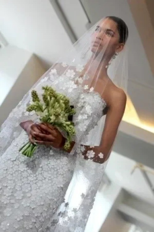 Bridal Veil 3D Flowers Long Wedding Veil Mantilla Wedding Accessories Appliques