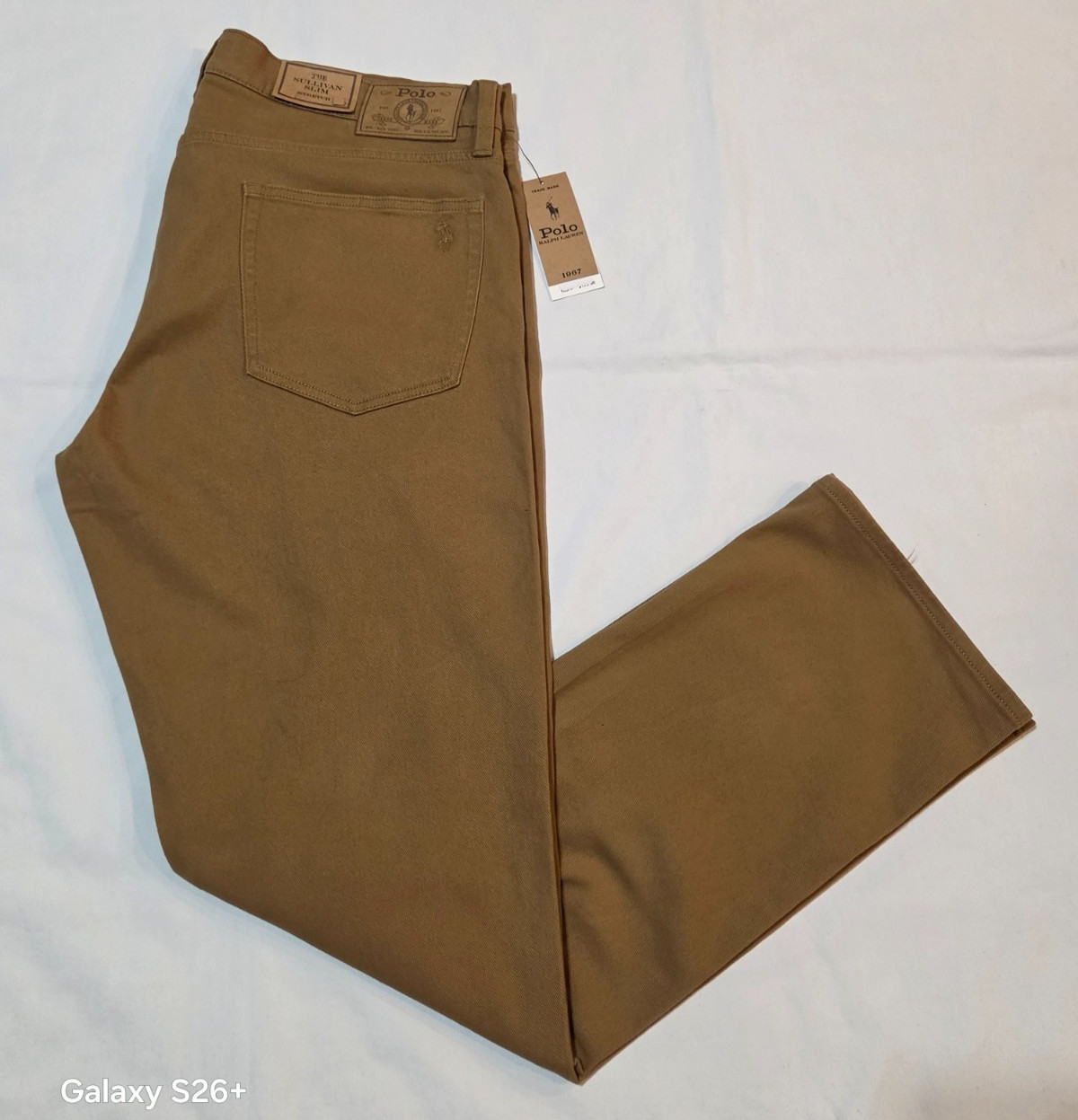 NWT-Polo Ralph Lauren Mens The Sullivan Slim Stretch Denim/jeans Pant-36X32-Tan