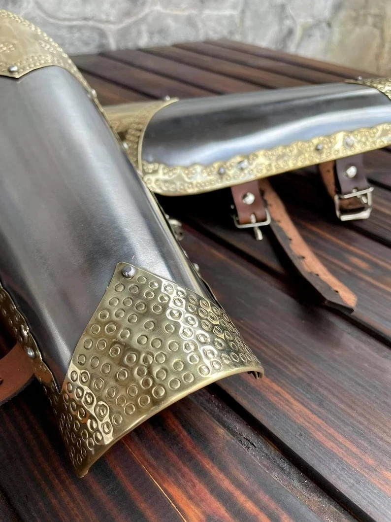 Medieval Bracers Champion Polished Viking bracers Steel arm protection pair brac