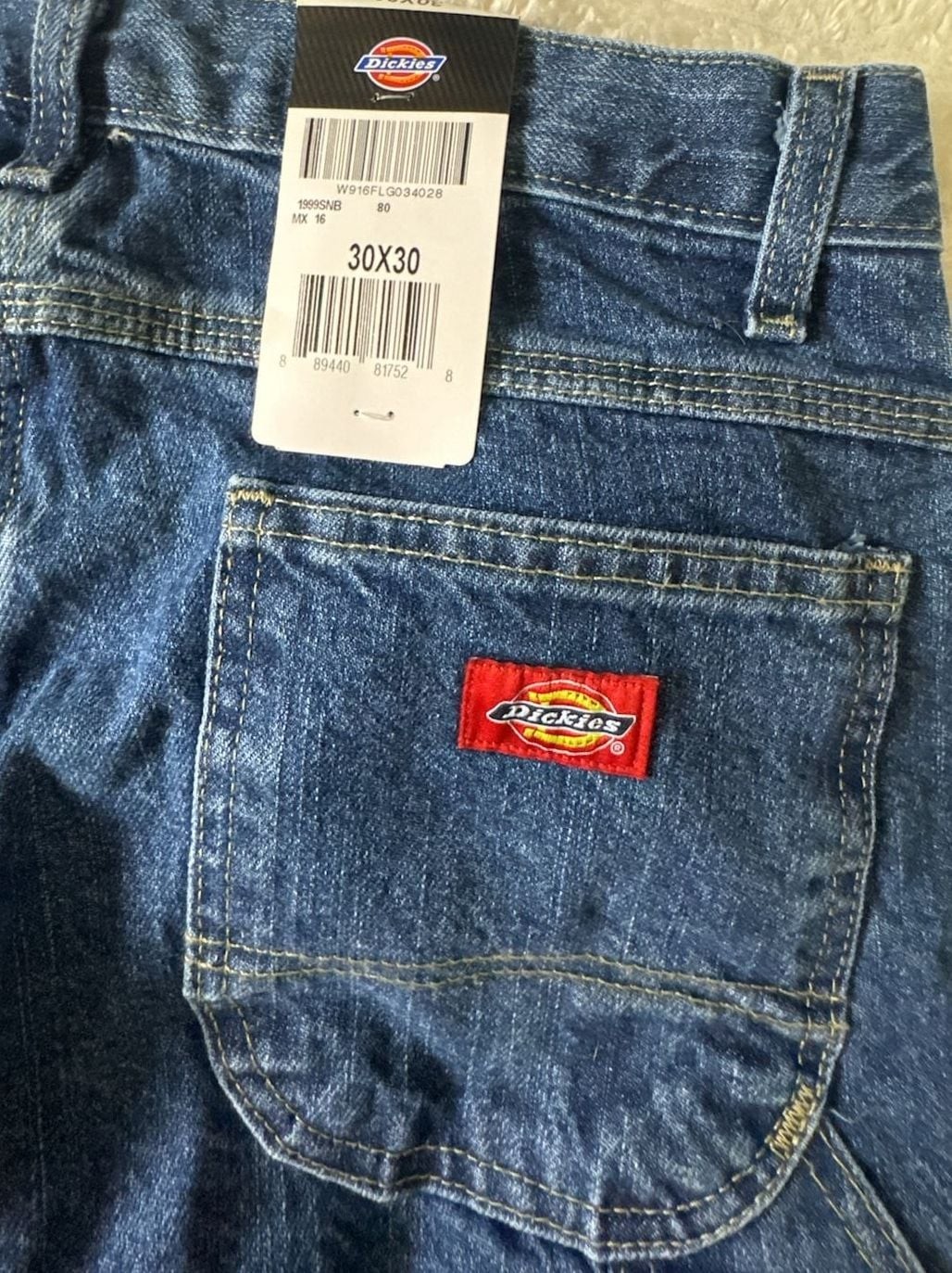 Dickies Relaxed Fit Carpenter Jeans 30×30 Stone Washed Indigo