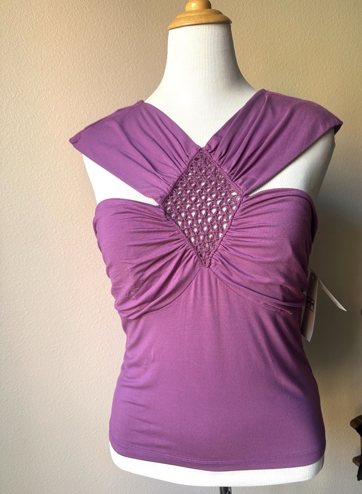 Robert Rodriguez Crochet Cut Out Top / Size large/Color Amethyst/ Size L/Stretch