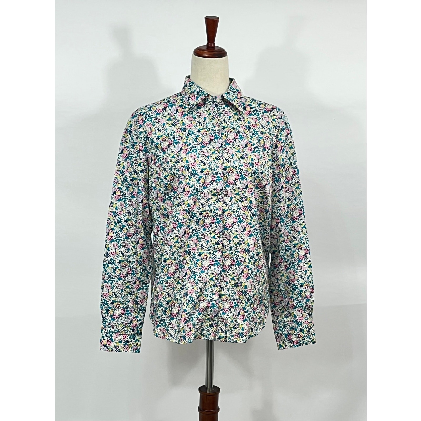 LIBERTY of LONDON Sz 12 L US 8 Floral Button Front Shirt Top Tana Lawn Cotton