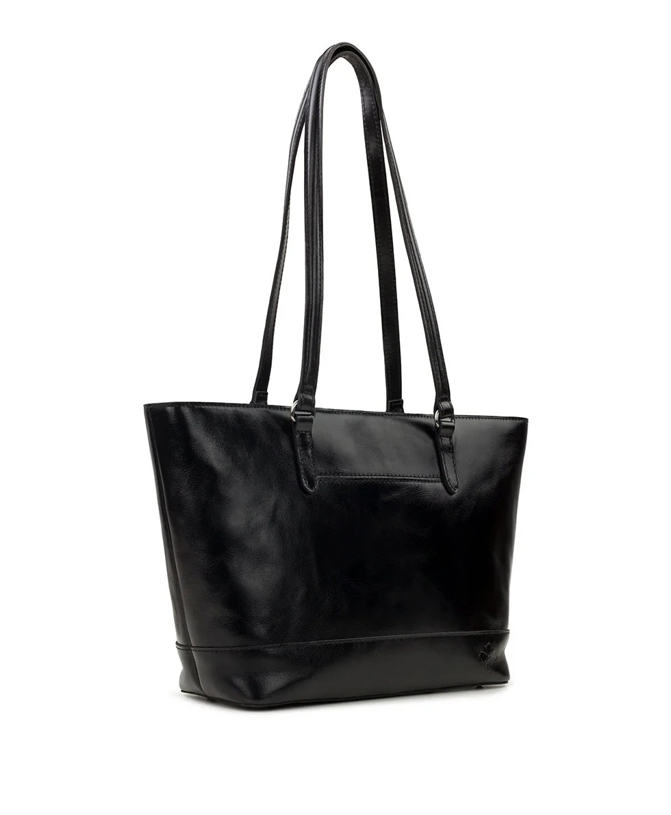 $249 Patricia Nash Violetti Large Leather Shoulder Tote Bag Black Brushed Silver