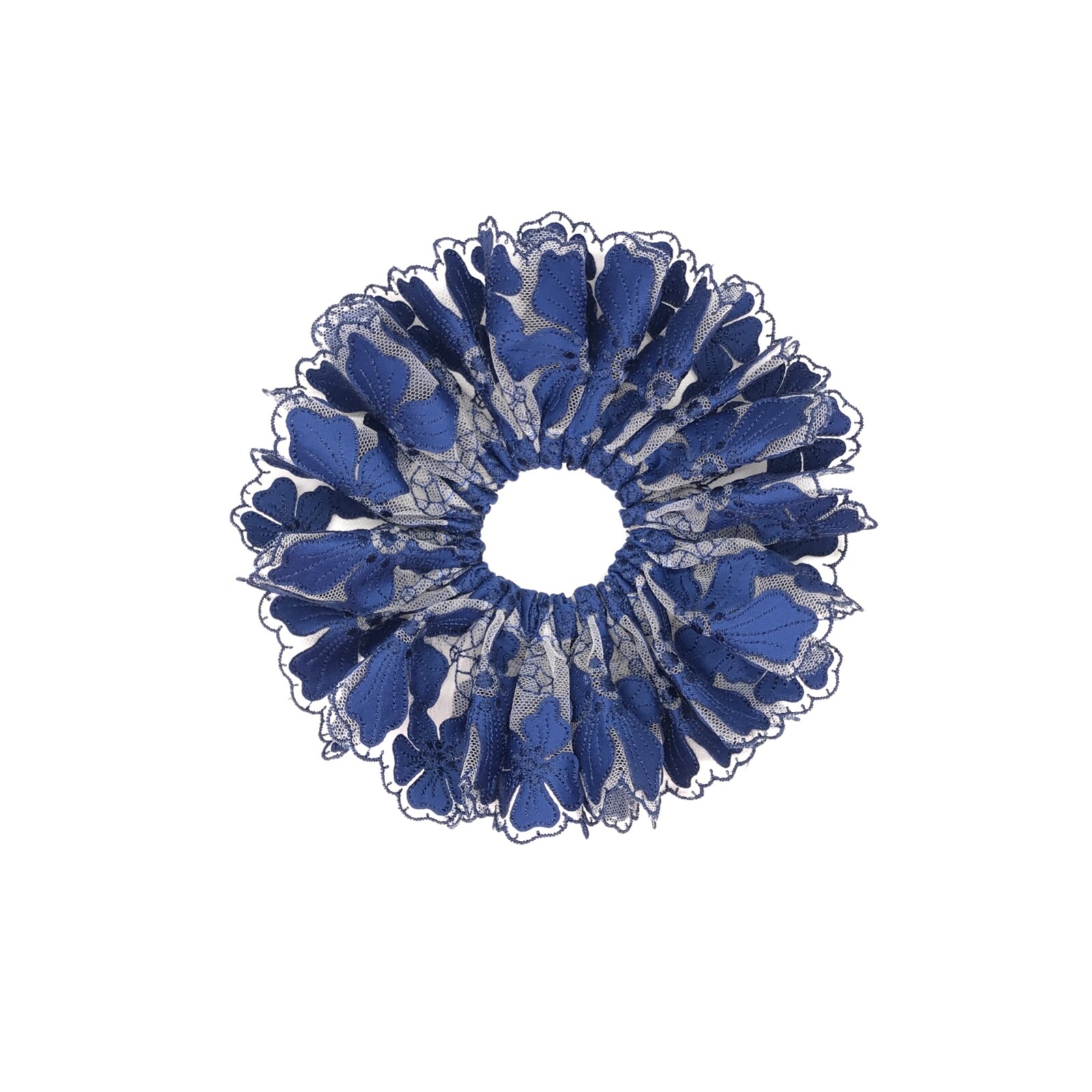 Daria L Floral Scrunchies Stylish Ponytail Holders Royal Blue Color Oversized