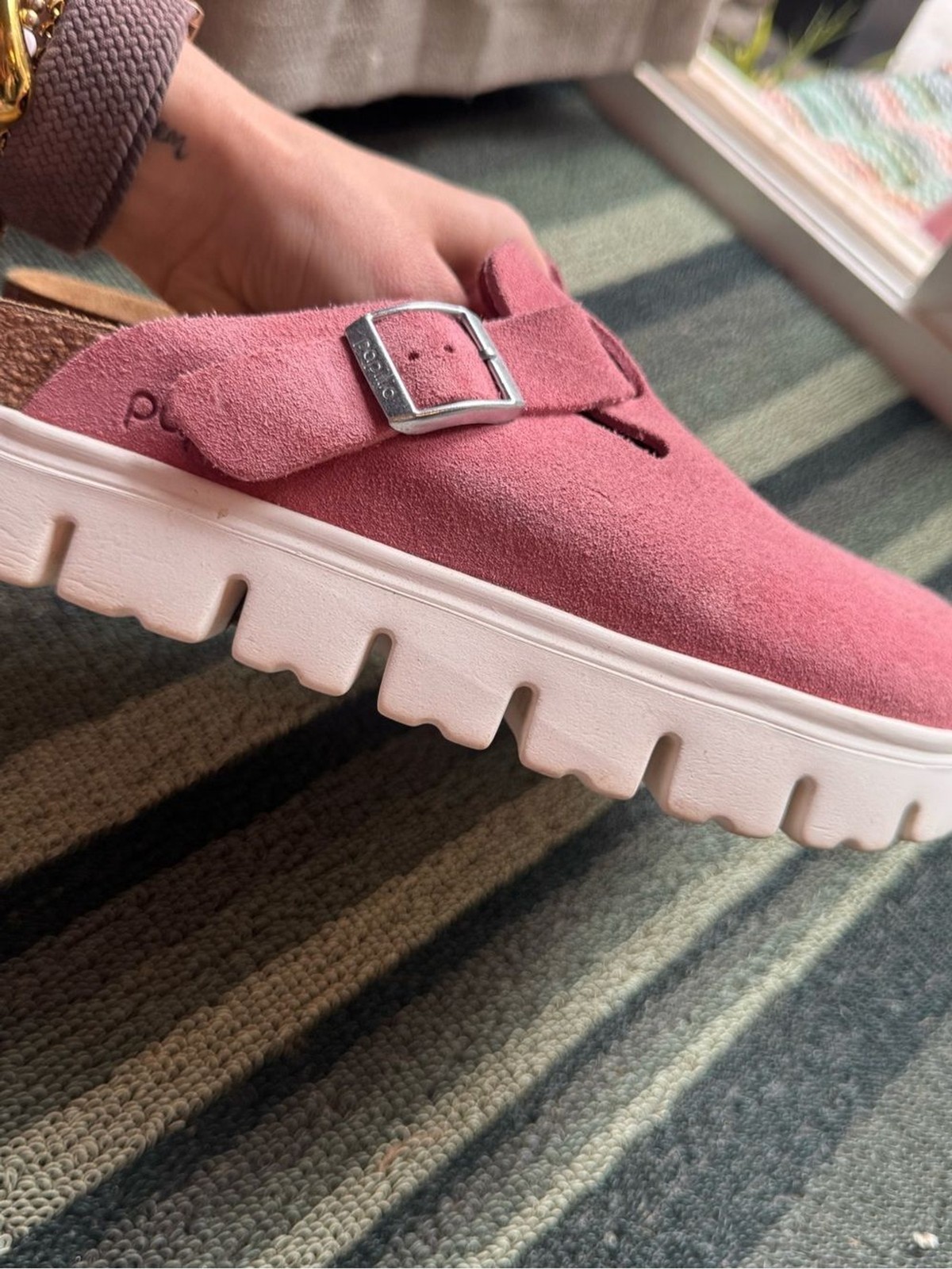 Birkenstock Papillio Pink Suede Clog Mules