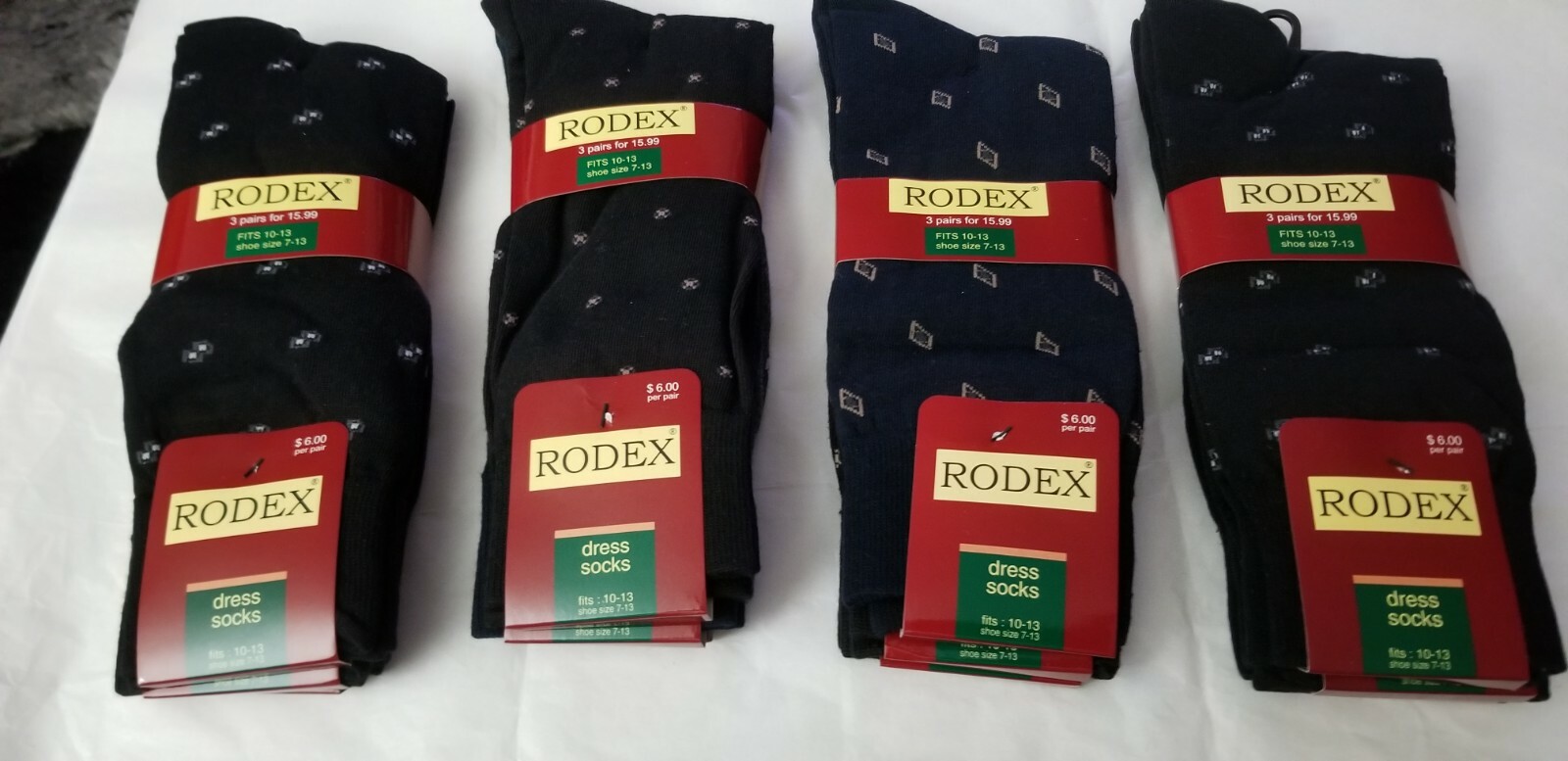 3 PAIRS MENS BUSINESS/DRESS SOCKS MULTI COLORS * NWT * 90% COTTON BY RODEX .