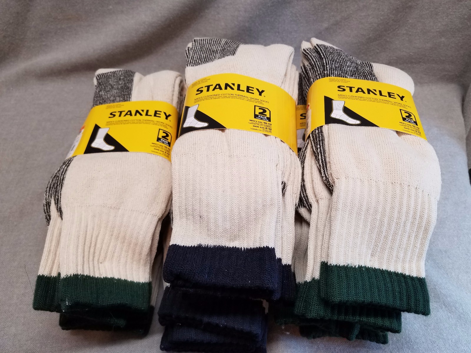 16 Pair Stanley Men’s Work Cotton Blend Thermal Long Warm Crew Socks Size 10-13
