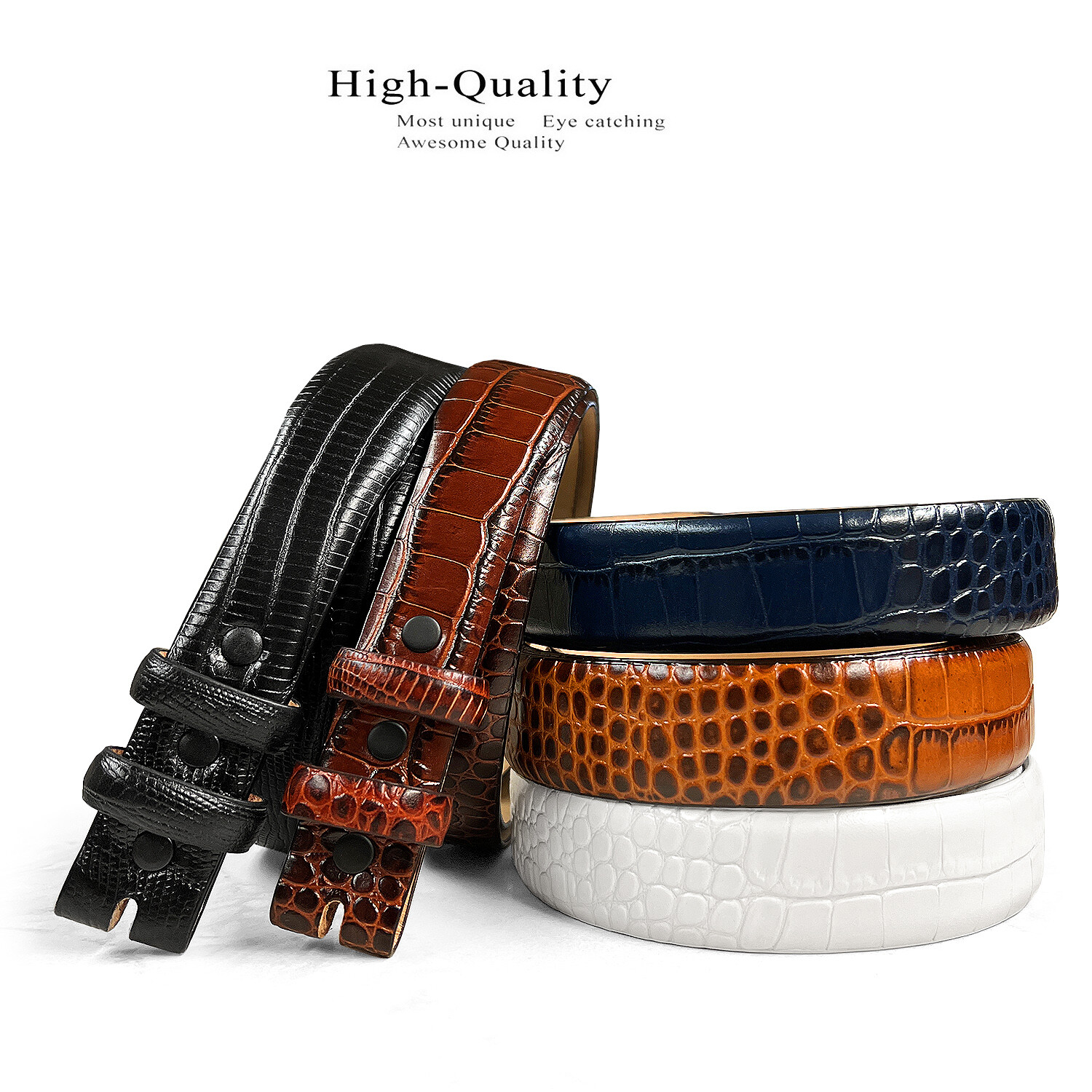 Replacement Belt Strap Italian Calfskin Genuine Leather Dress Belt Fits 1″ Wide