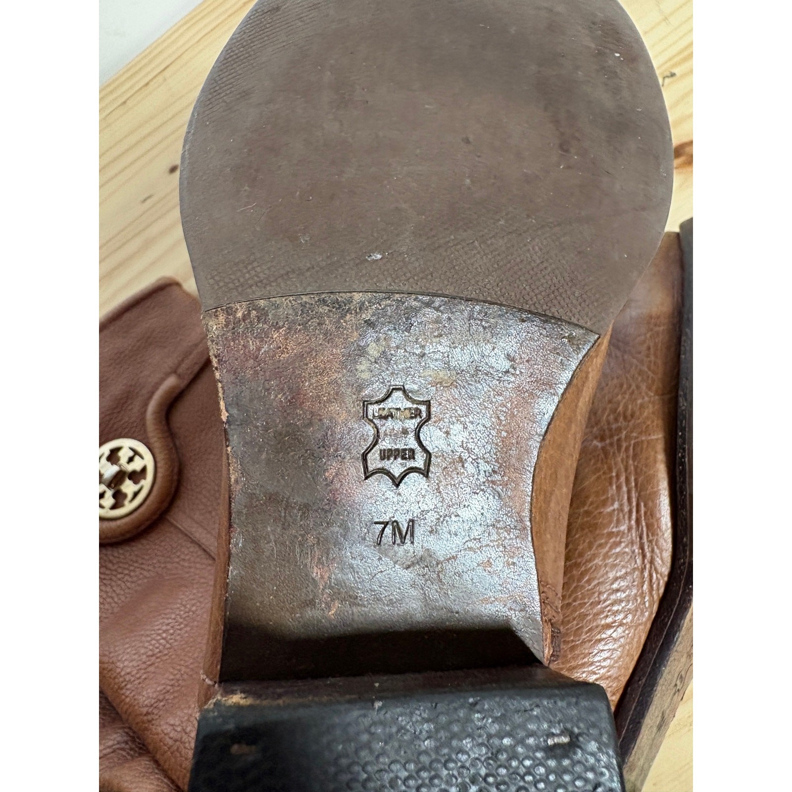 Tory Burch Size 7 Selma Riding Boots Brown Leather Knee High Zip Almond Toe