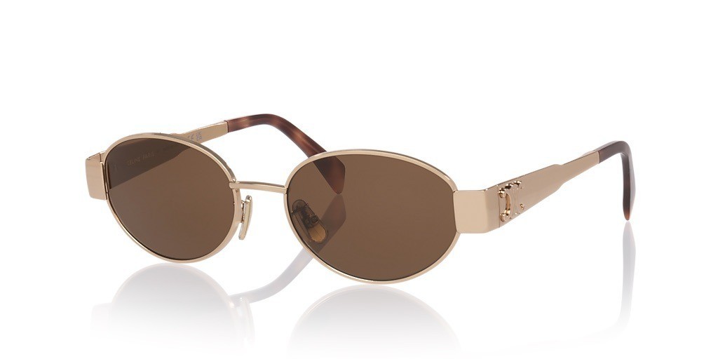 CELINE CL40235U Triomphe Metal oval light GOLD sunglasses