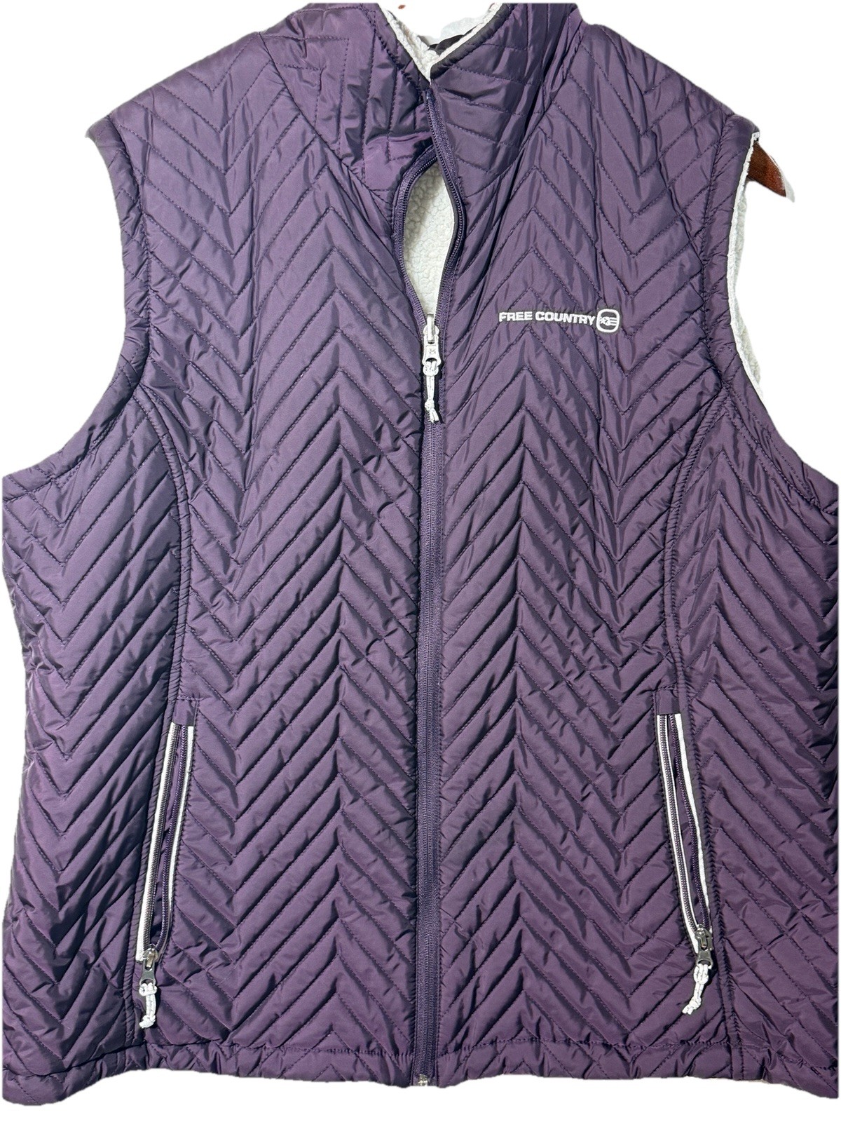 Free Country Purple White Reversible Vest Jacket Women’s XXL