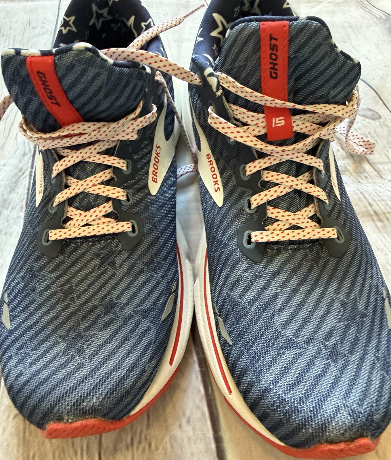 Brooks Ghost 15 USA Independence Women Sz 8 Stars Stripes Red White Blue