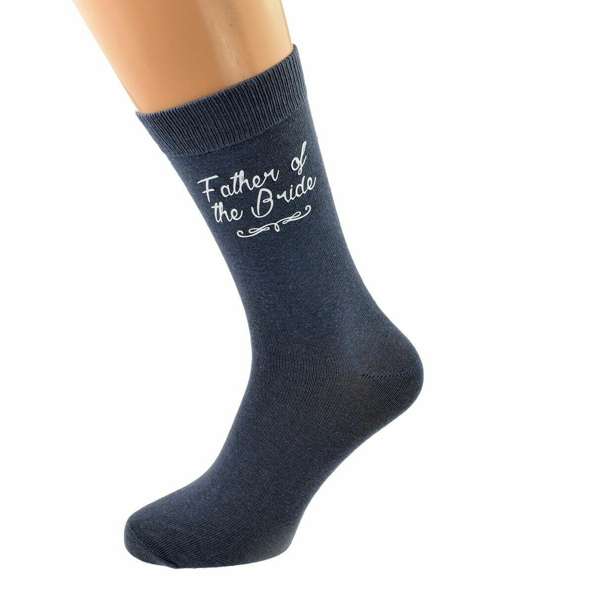 Ash Grey Script Text Design Wedding Mens Socks X6N819