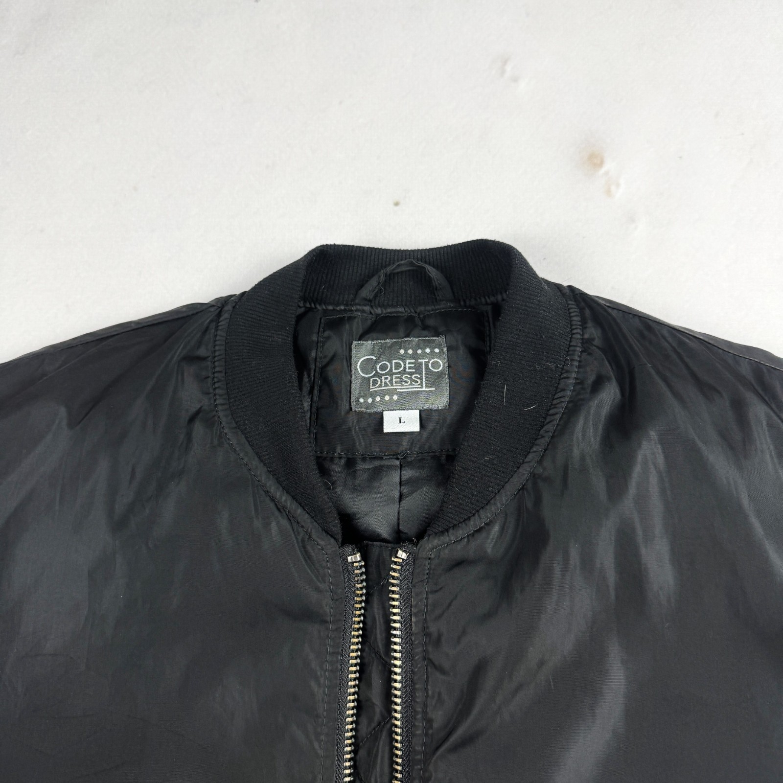 Mens Vintage Black MA-1 Bomber Flight Jacket Nylon Military Utility Zip Y2K