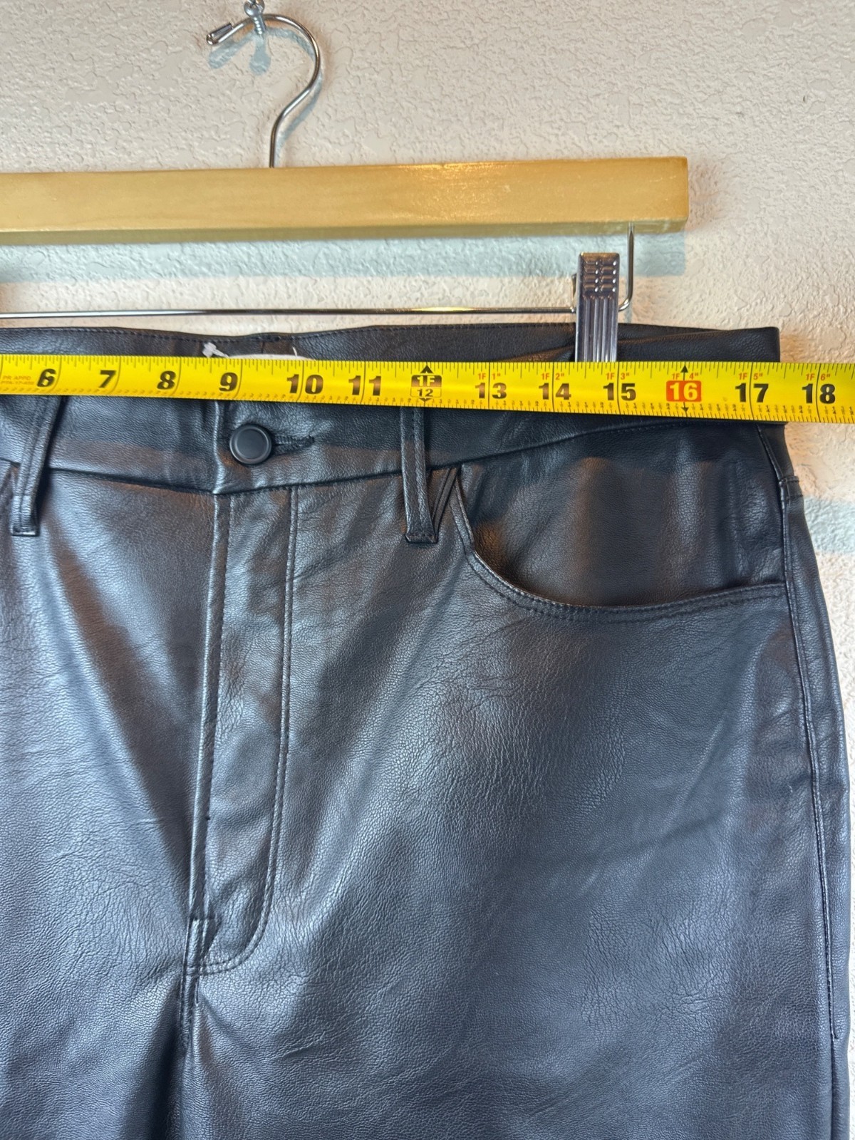 Good American Faux Leather Pants Black Size 15 High Rise Straight Leg 1X