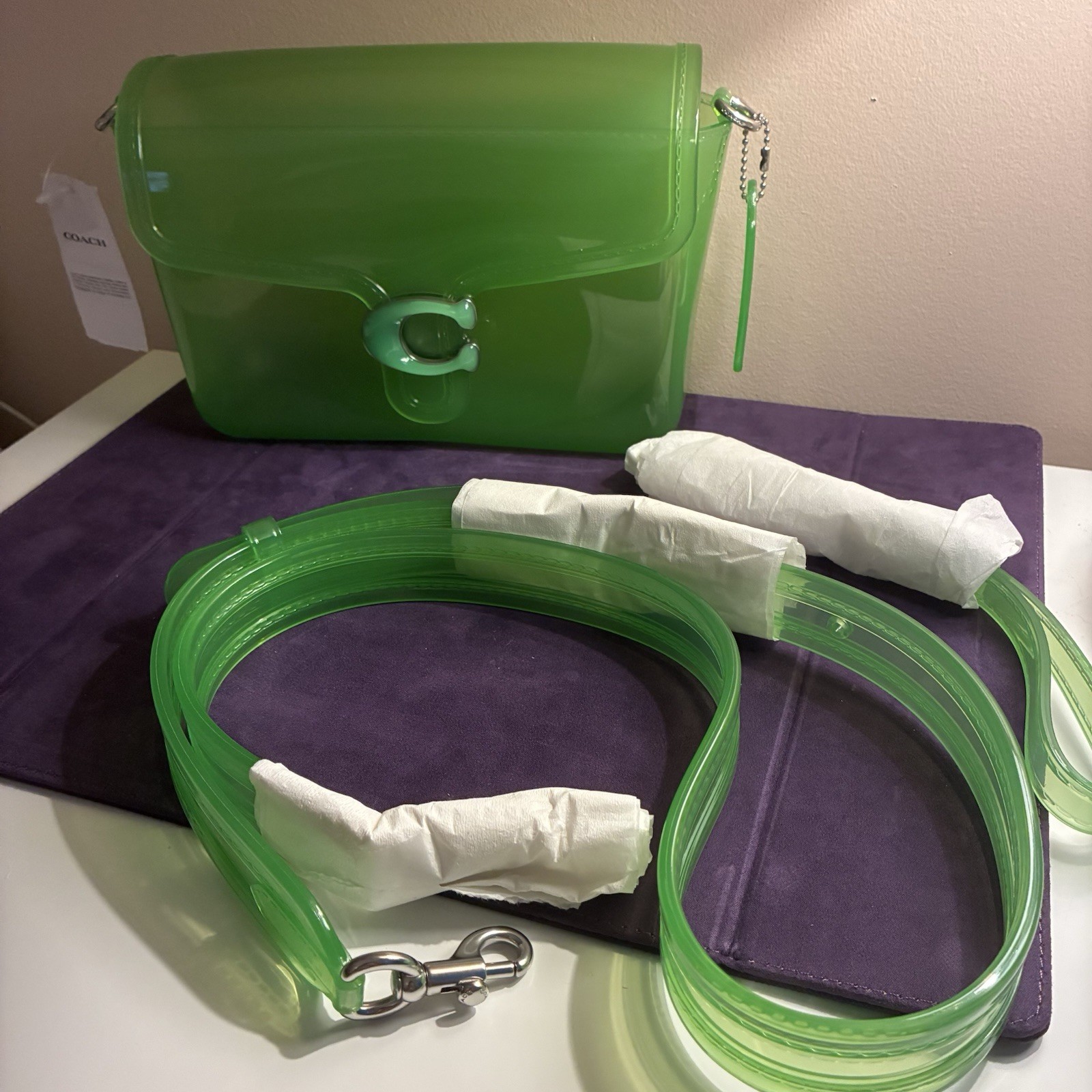 Coach Jelly Tabby Green NWT Rare Limited Edition Crossbody Wristlet CH748