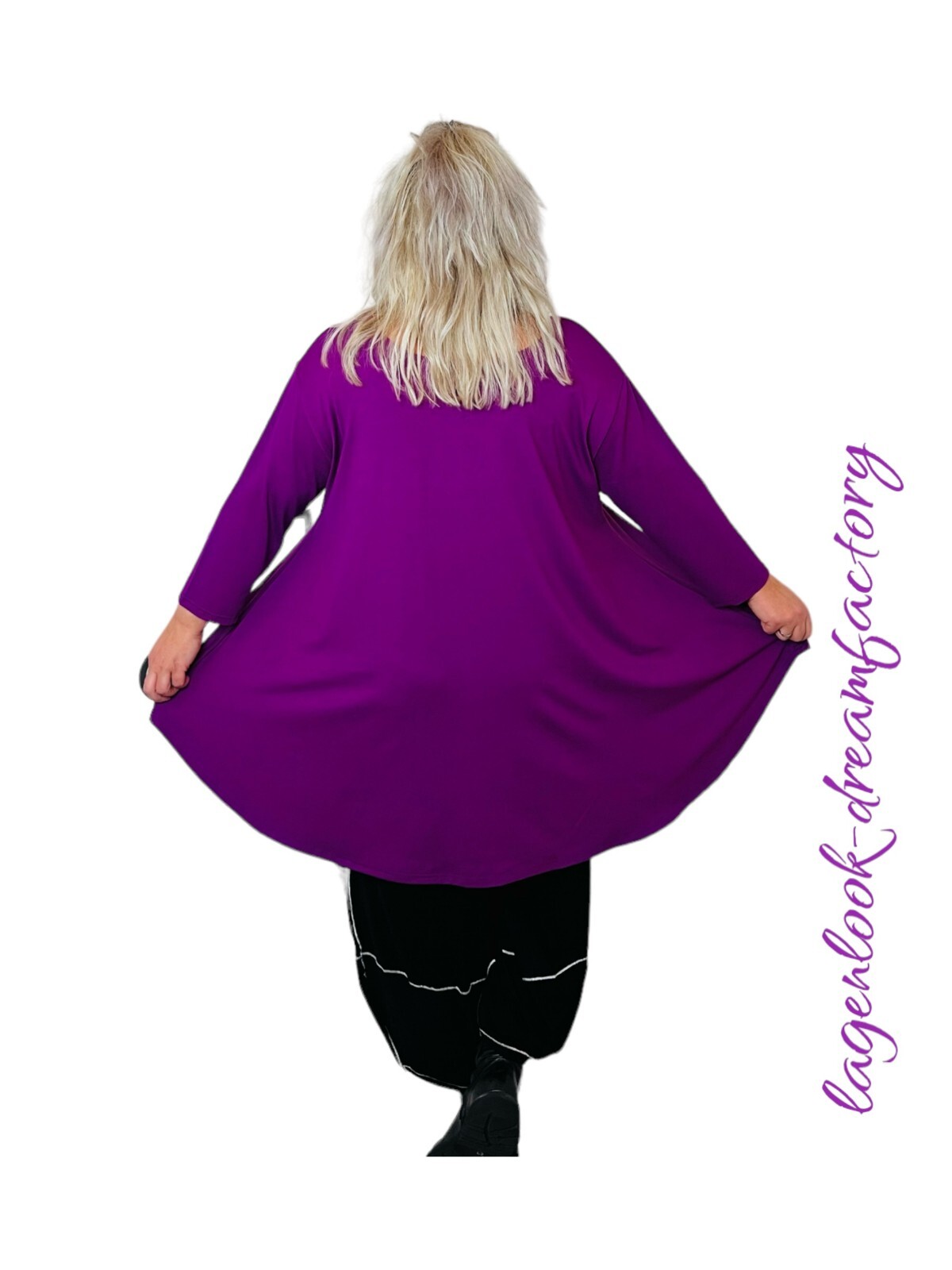Lagenlook A-Linie Long-Glocken-Basic-Shirt Tunika Jersey 44 46 48 50 52 54 56 58