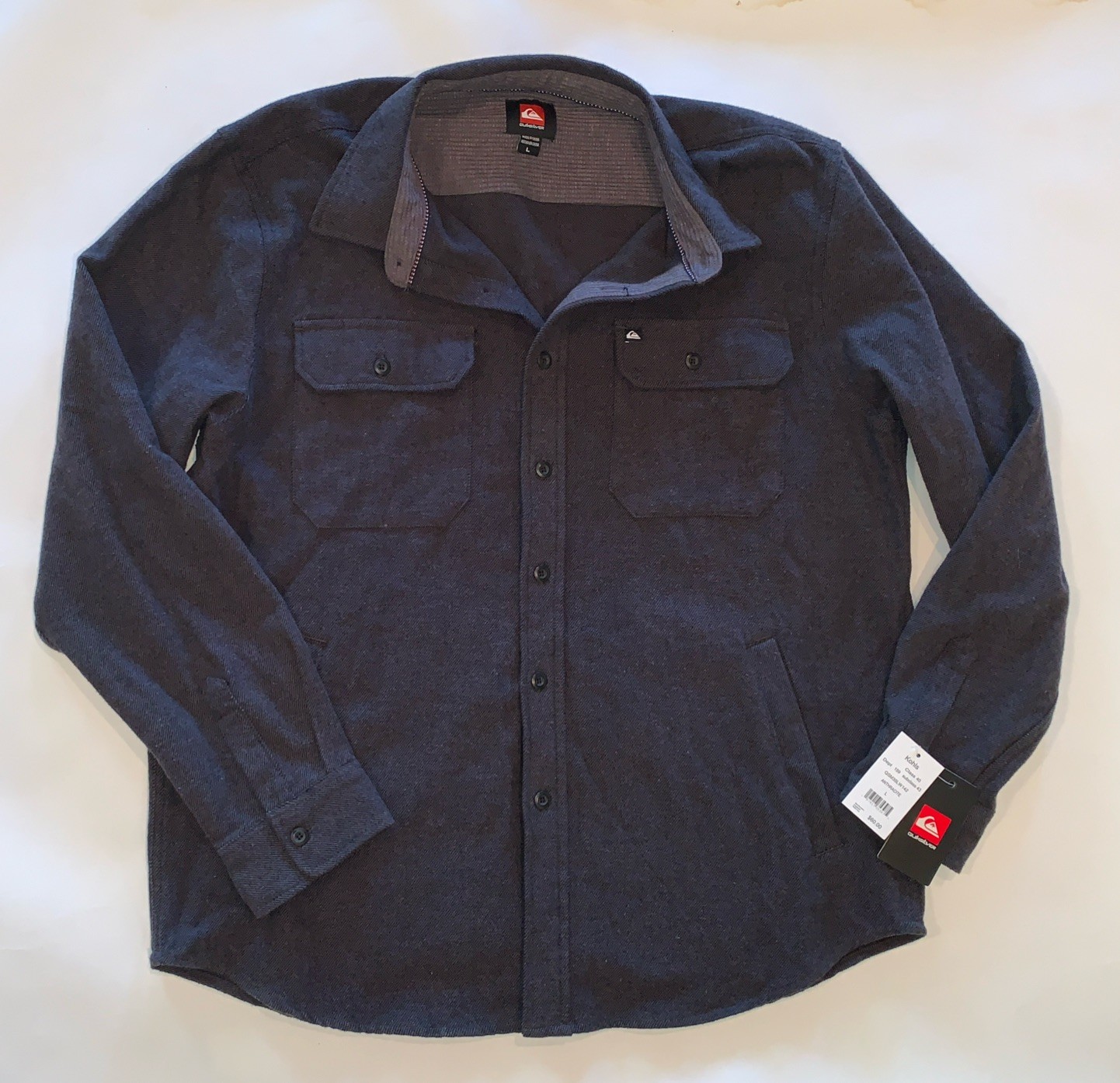 NEW Quicksilver Button-Up Jacket, Grey, Size Large