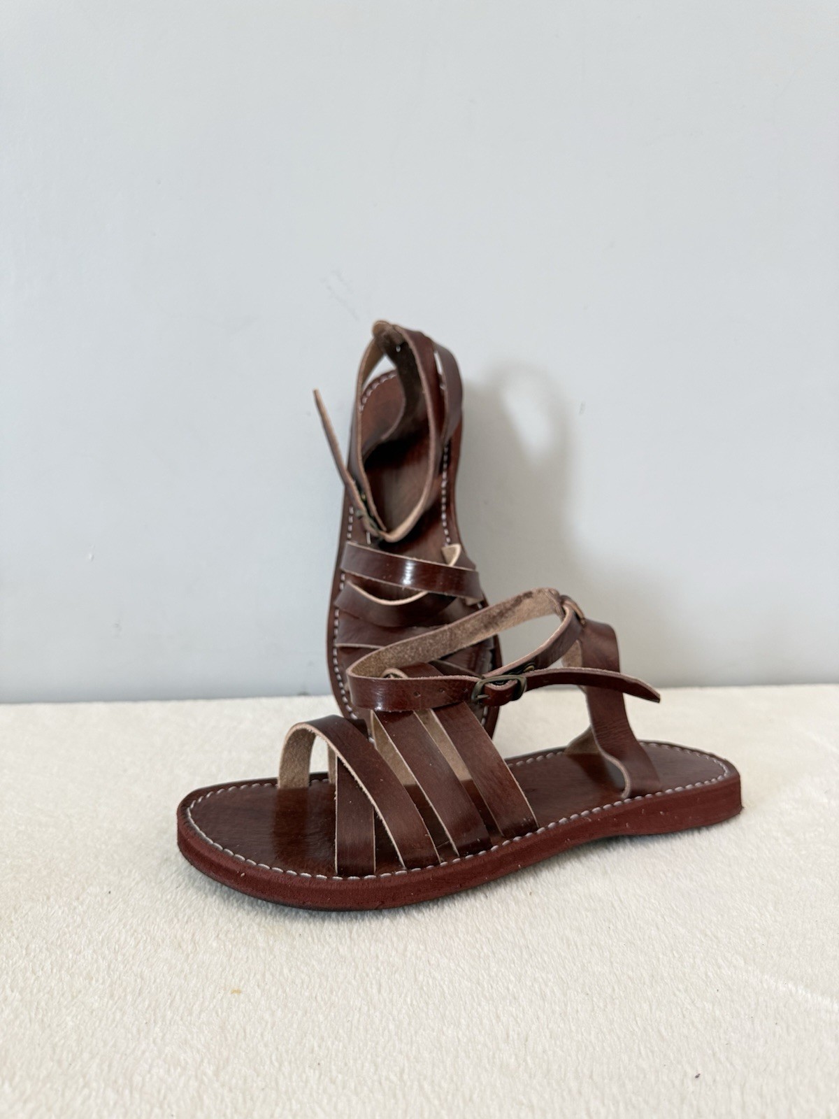 Handcrafted Genuine Leather Women’s Sandals – Four-Strap Brown | 100% Handmade