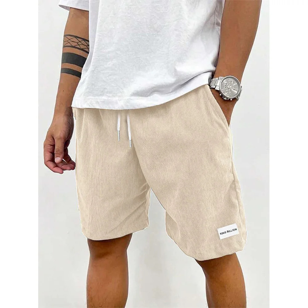 Men’s Summer Solid Corduroy Shorts Drawstring Casual Elastic Waist Fashion Gift