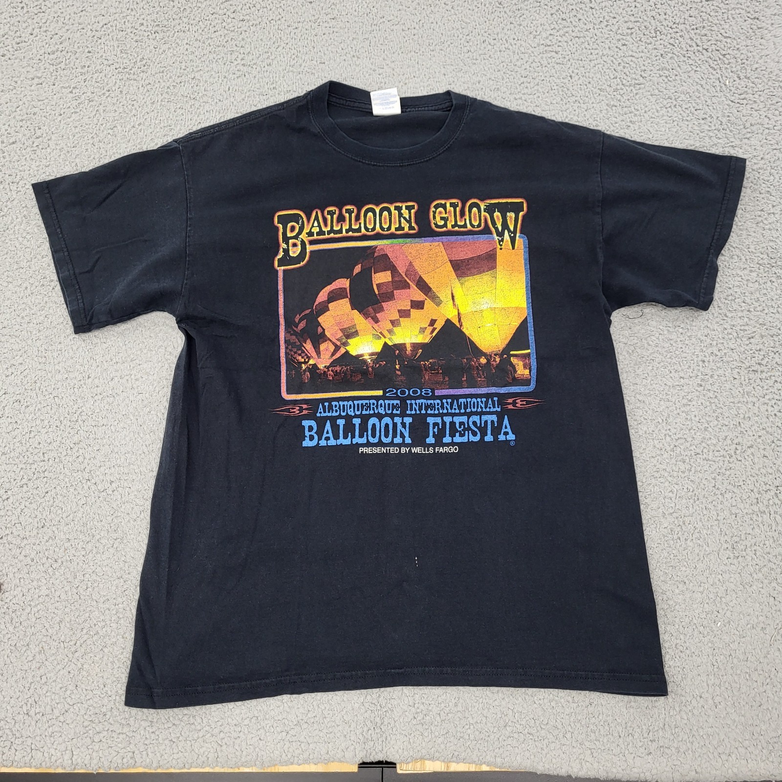 2008 Albuquerque Balloon Fiesta Balloon Glow Shirt Mens Large Black Graphic