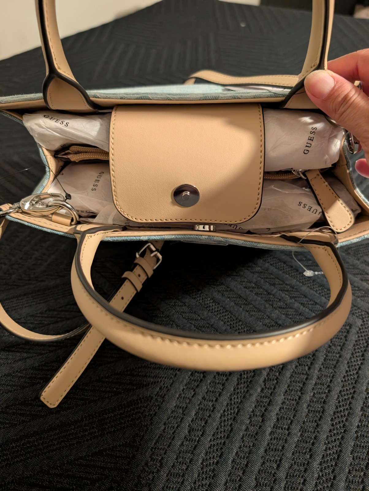 GUESS Cherry Red Vegan Crossbody Bag with Adjustable Strap and Tassel