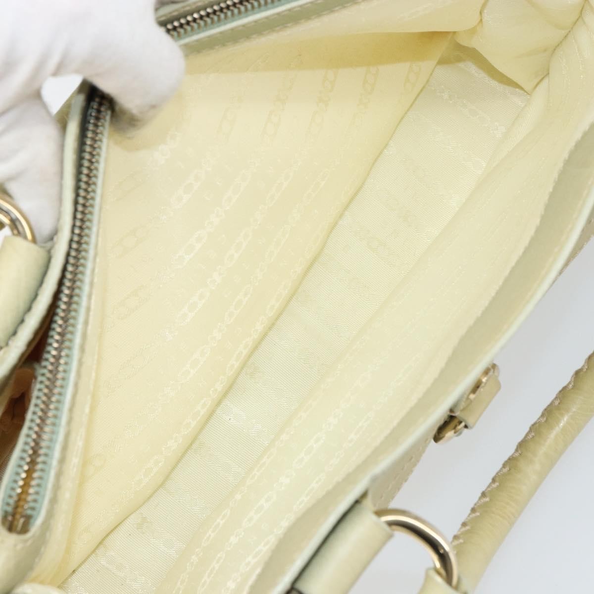 CELINE Boogie Hand Bag Leather Green Gold Auth BA9733