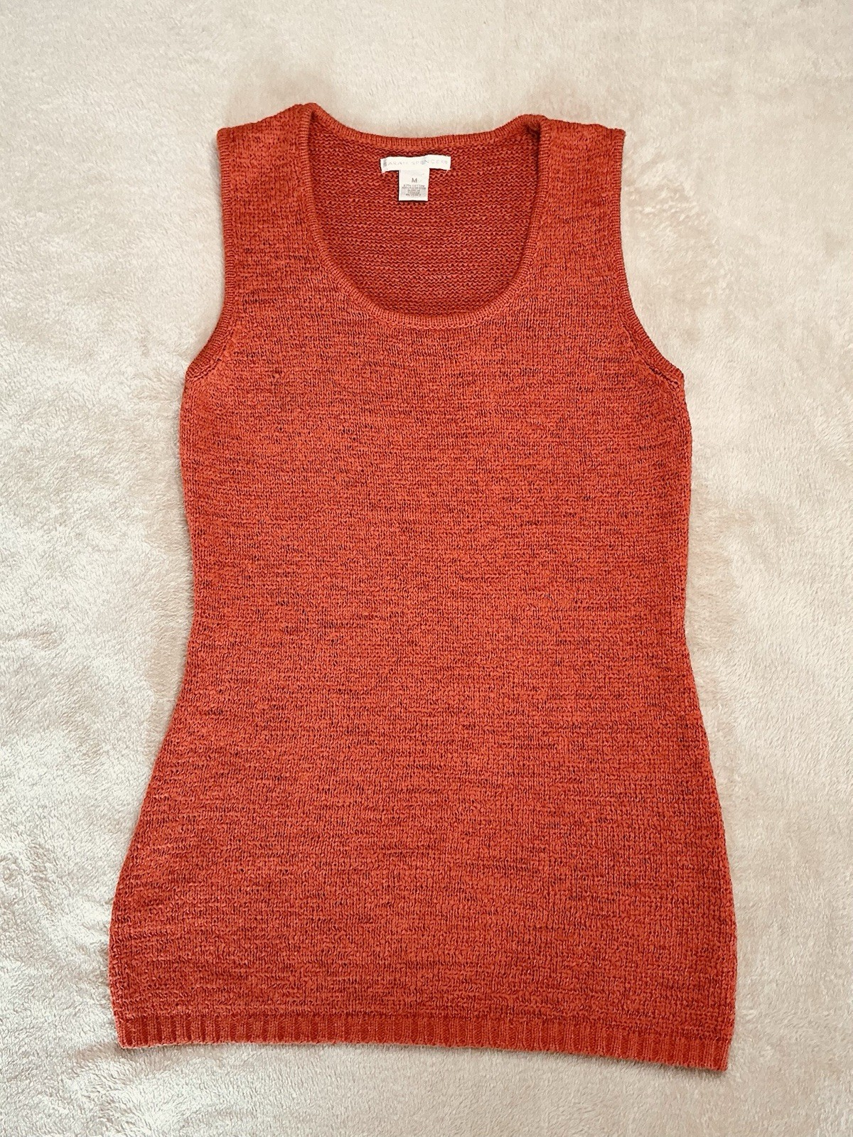 Sarah Spencer Orange Knit Sleeveless Top Stretchy Women’s Pullover Size Medium