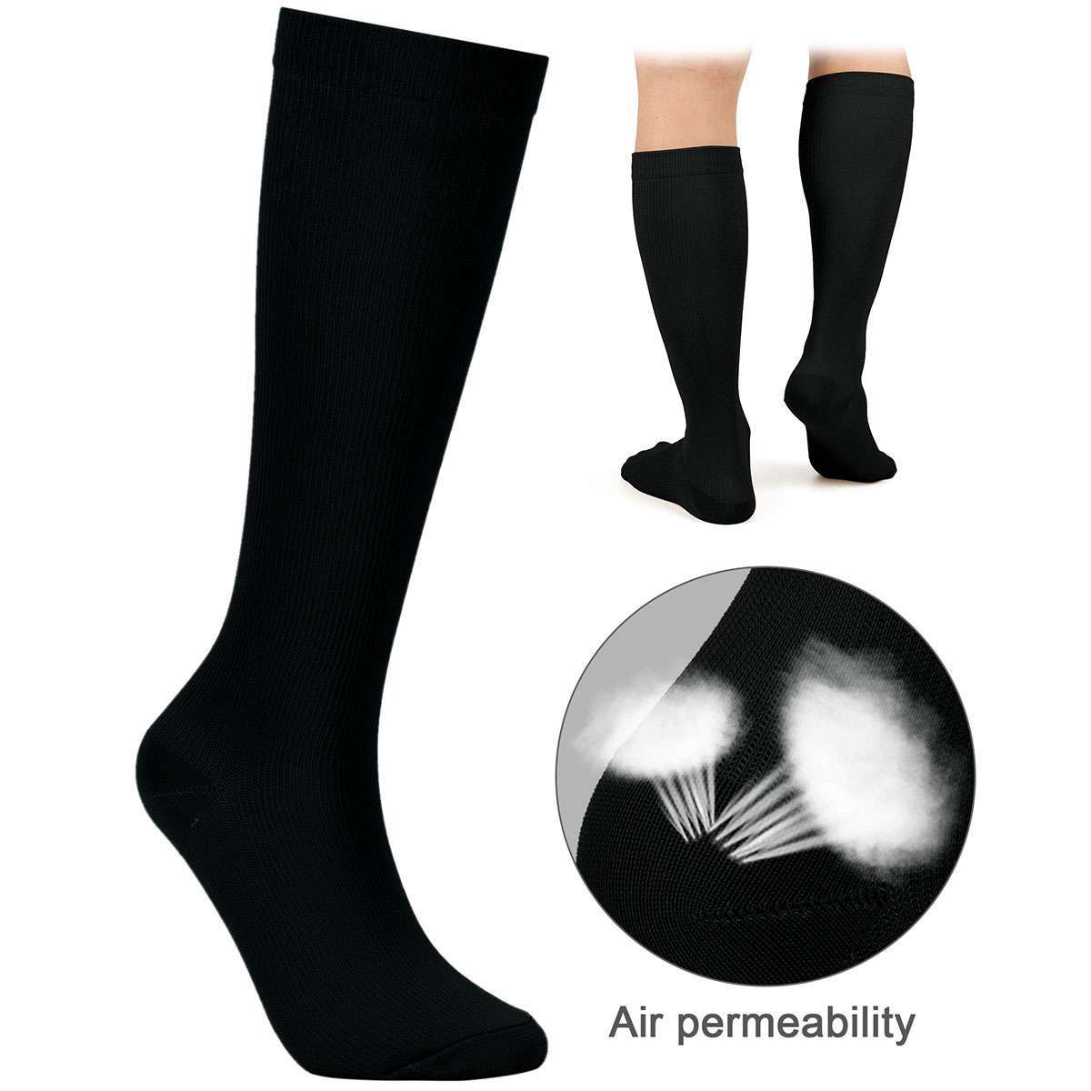 2/5 Pairs Copper Compression Socks 20-30mmHg Graduated Support Mens Womens S-XXL