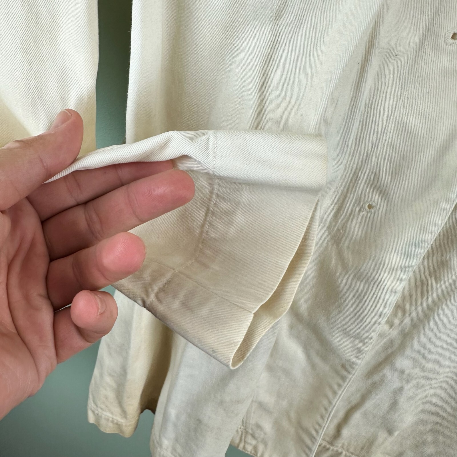 Stevens Twist Twill Cotton Change Buttons (Missing) Shop Coat Small Old 40s 50s