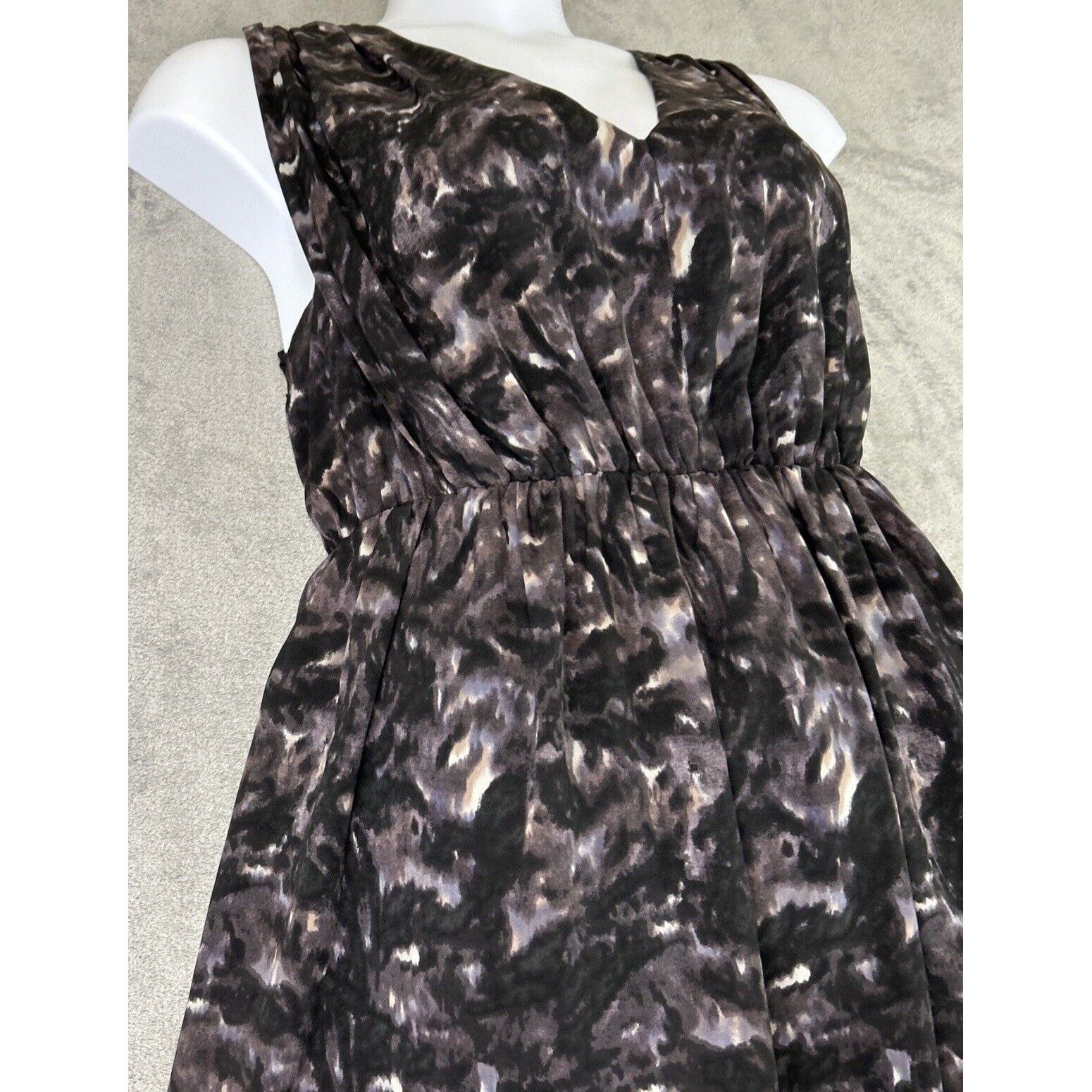 MM Couture by Miss Me Medium Black Purple Abstract Criss Cross Back Dress Party