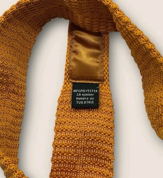 SONDERGAARD Polyester Knit Tie Solid Orange W:1.7″ EUC