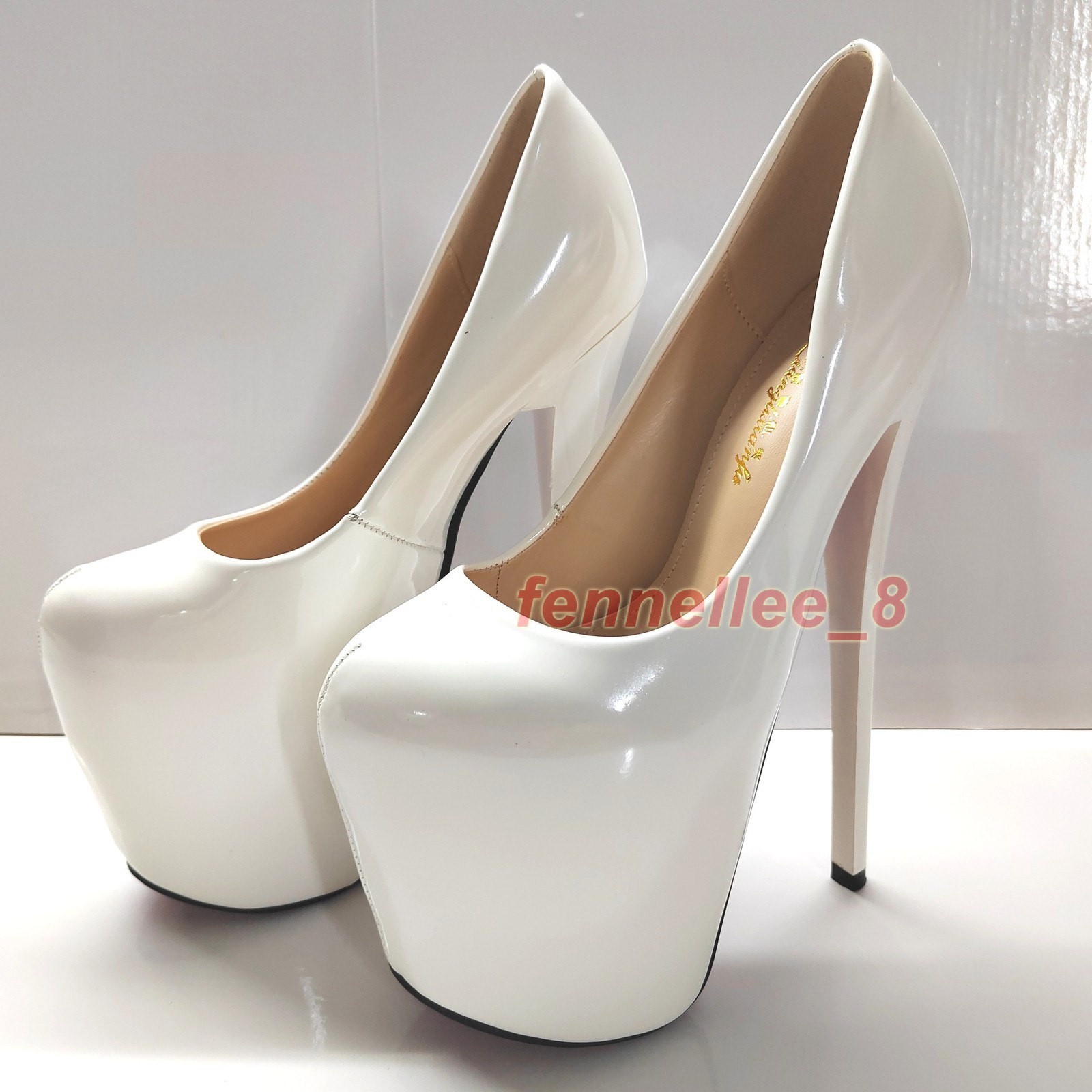 19cm Super High Stiletto Heel Platform Patent Leather Women Pumps Nightclub Sexy