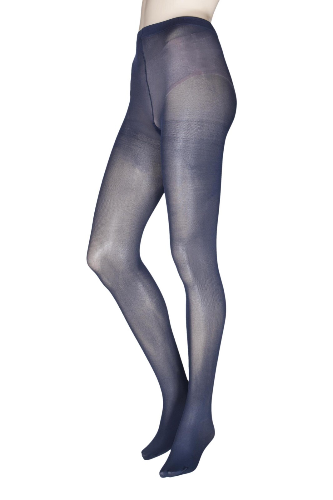 Charnos 40 Denier Tights with Comfort Top Womens S/M M/L Black/Navy- 2 Pair Pack