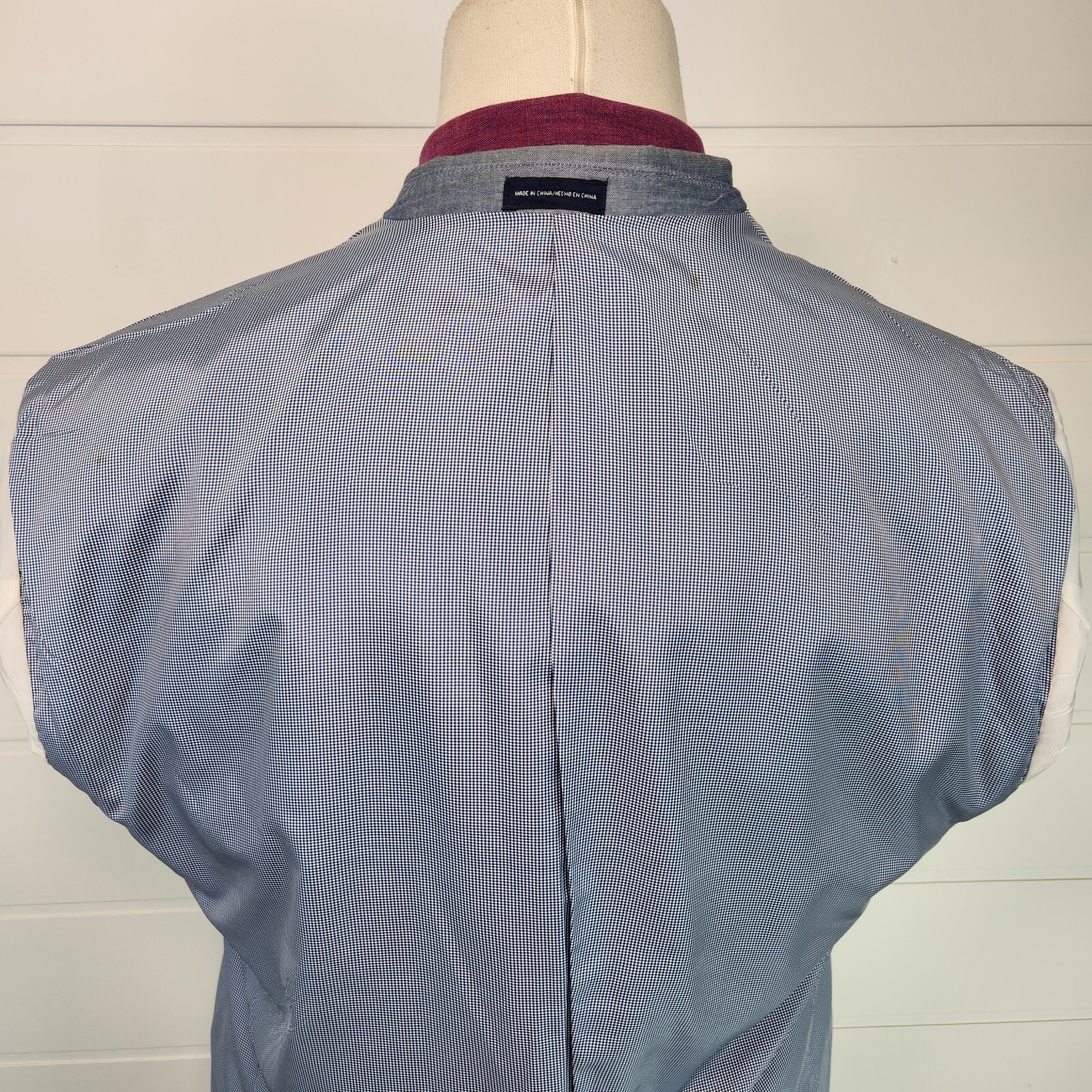 Stafford Mens Two Button Classic Fit Blazer Jacket Blue Cotton Birdseye Size 46R